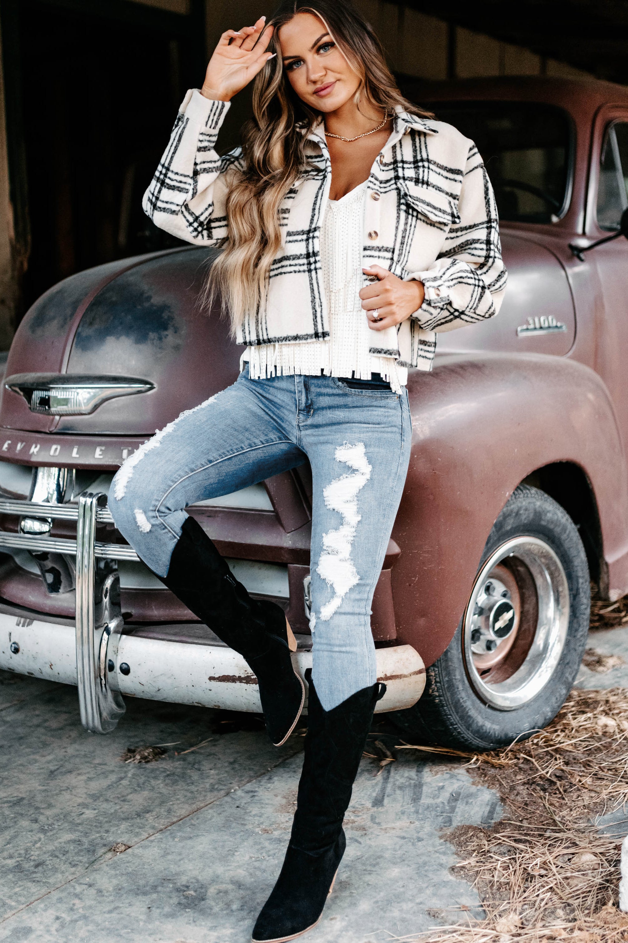 Nolen Double-Button Distressed Skinny YMI Jeans (Medium)-The Formal Wear