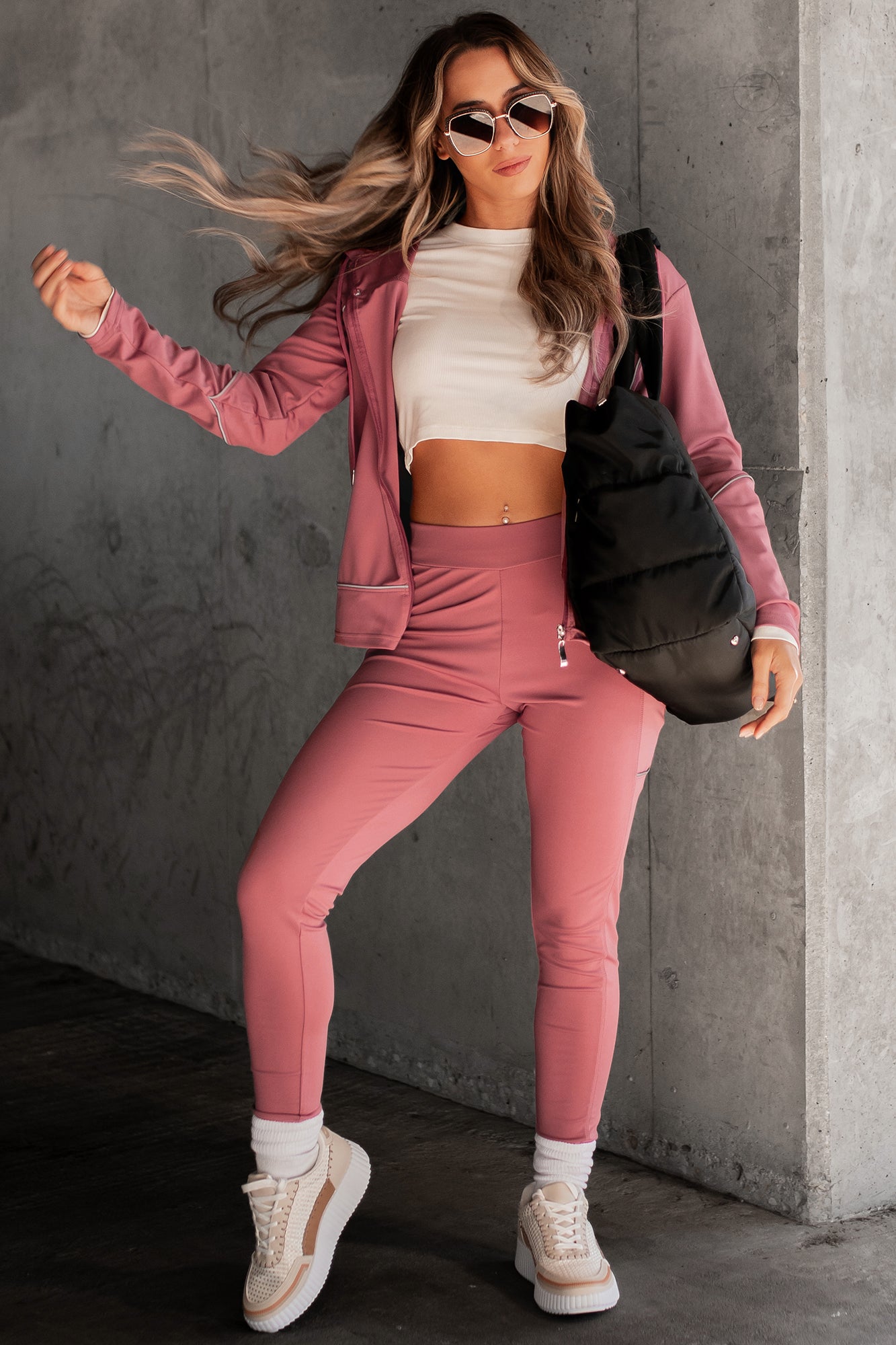 Fast Walking Two-Piece Tracksuit Set (Mauve)-The Formal Wear