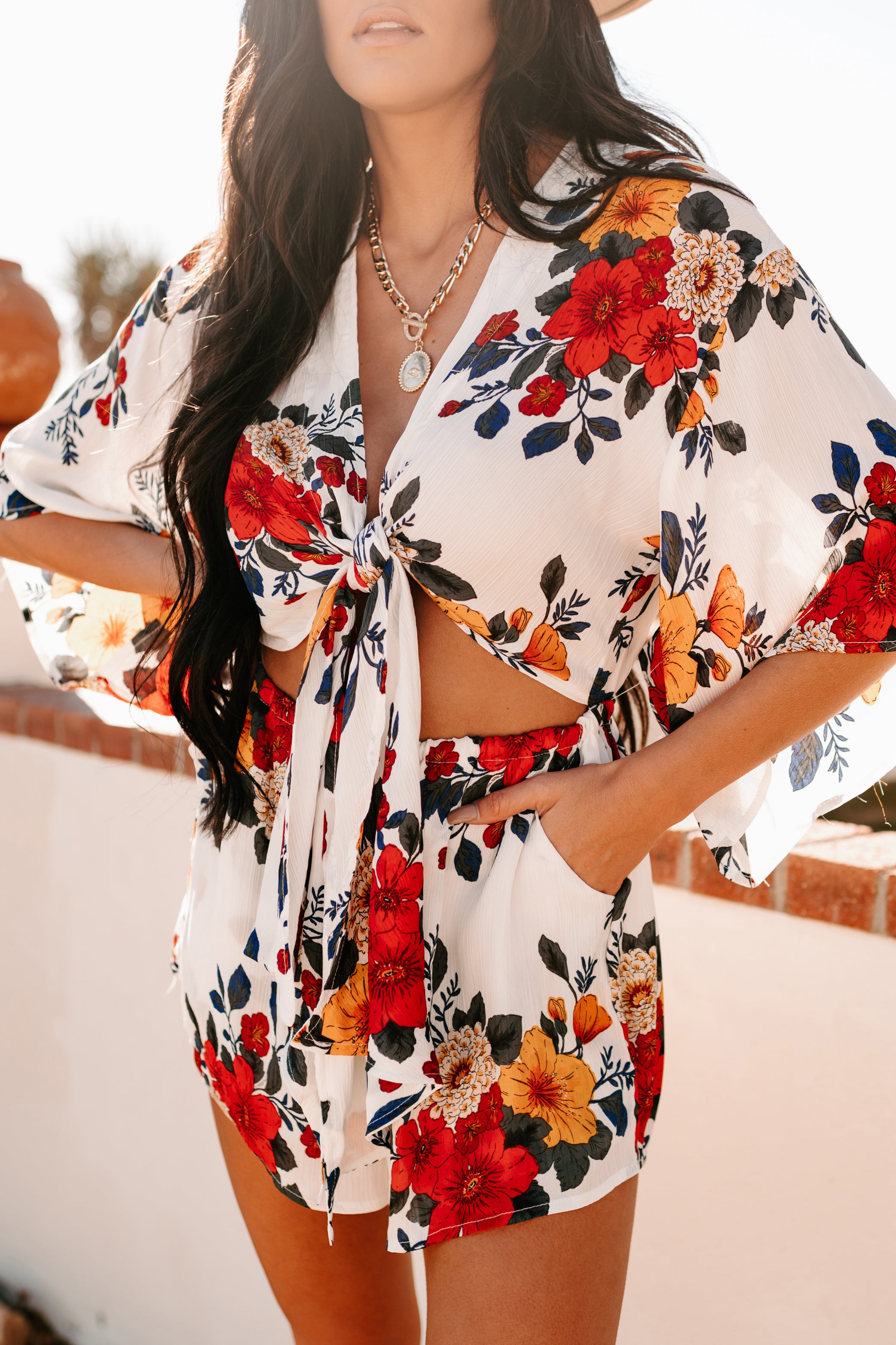 Charm Me Kimono Sleeve Cut-Out Romper (White)-The Formal Wear