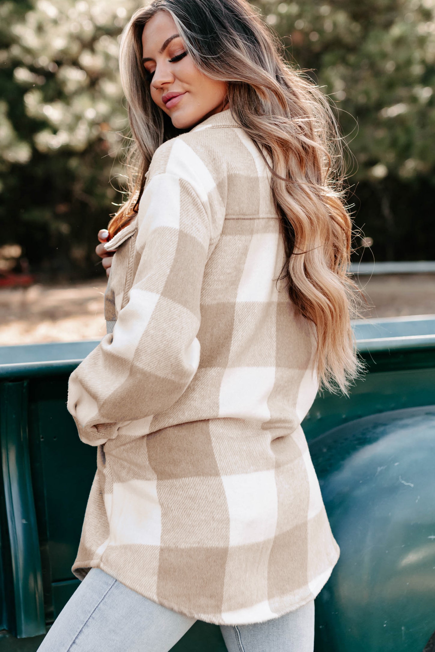 Shiren Plaid Oversized Shacket (Khaki)-The Formal Wear