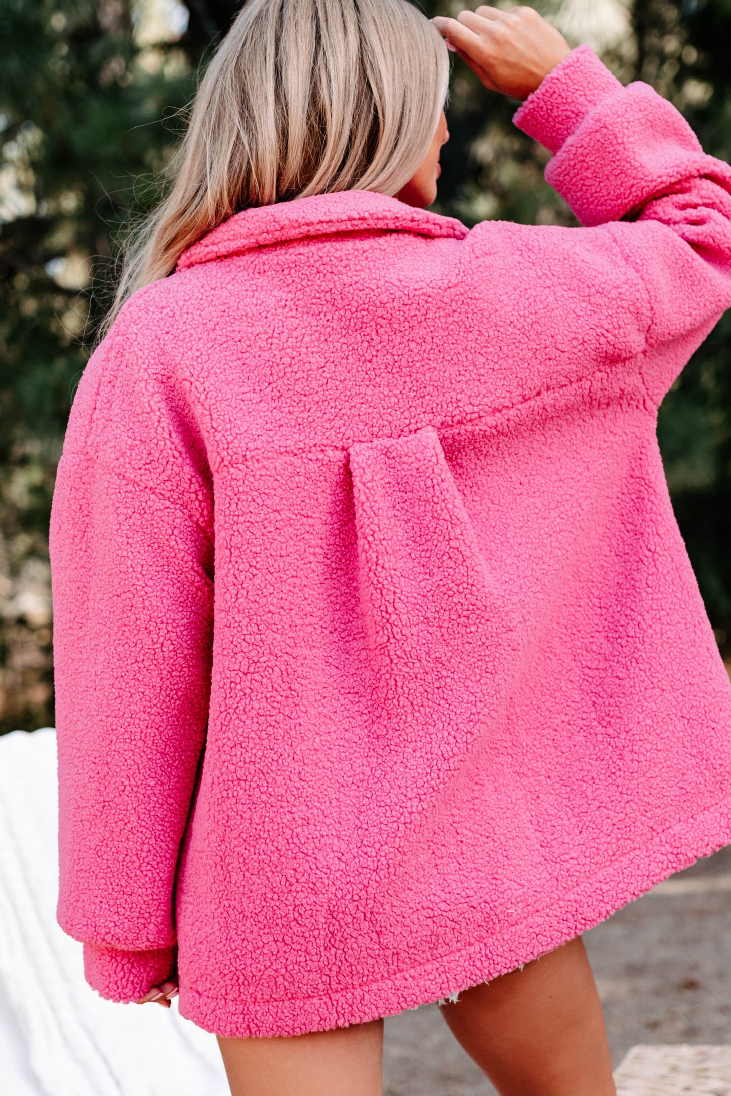 Heres To Today Sherpa Jacket (Pink)-The Formal Wear