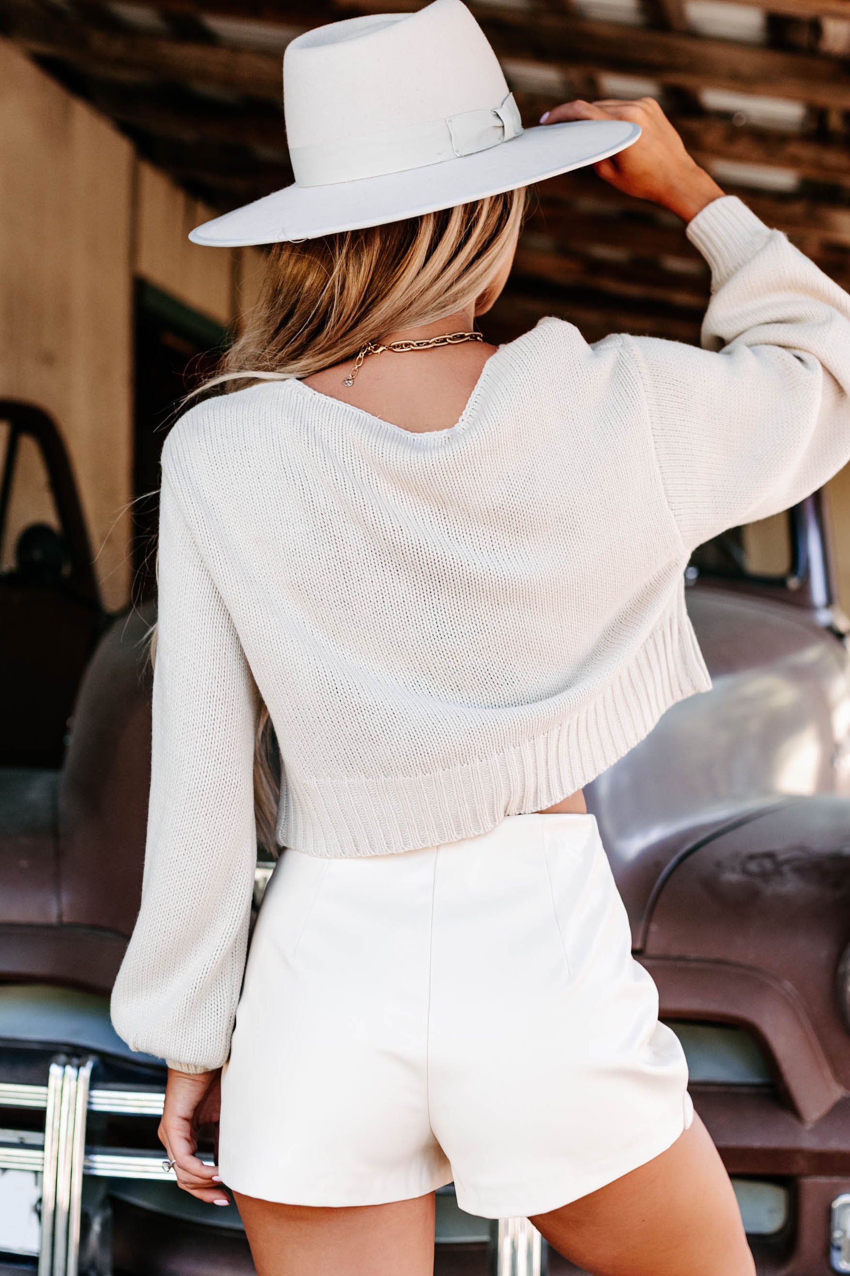 Endearing Habits Cropped Sweater (Beige)-The Formal Wear