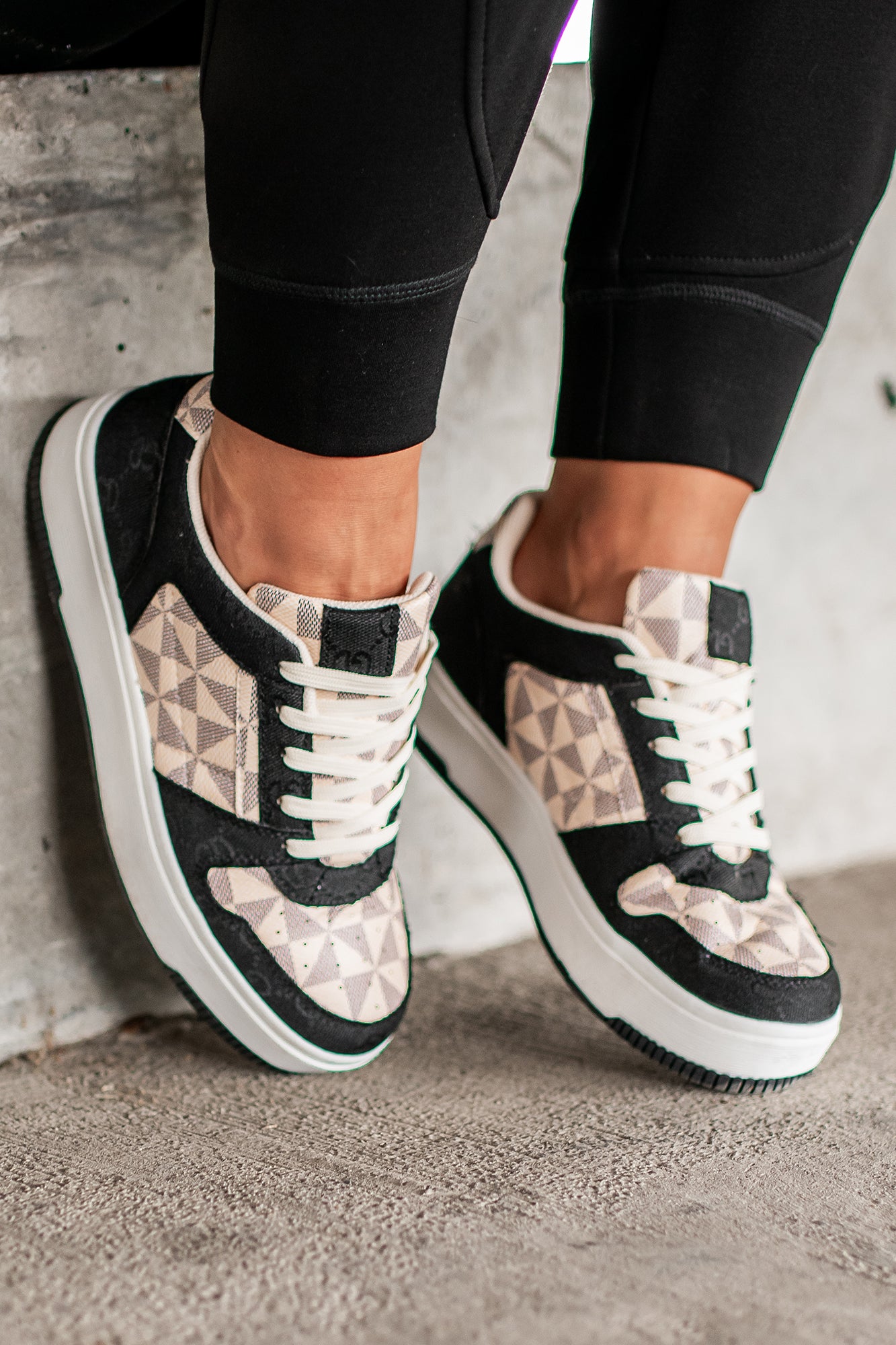 School Yard Style Colorblock Platform Sneakers (Black/Multi)-The Formal Wear