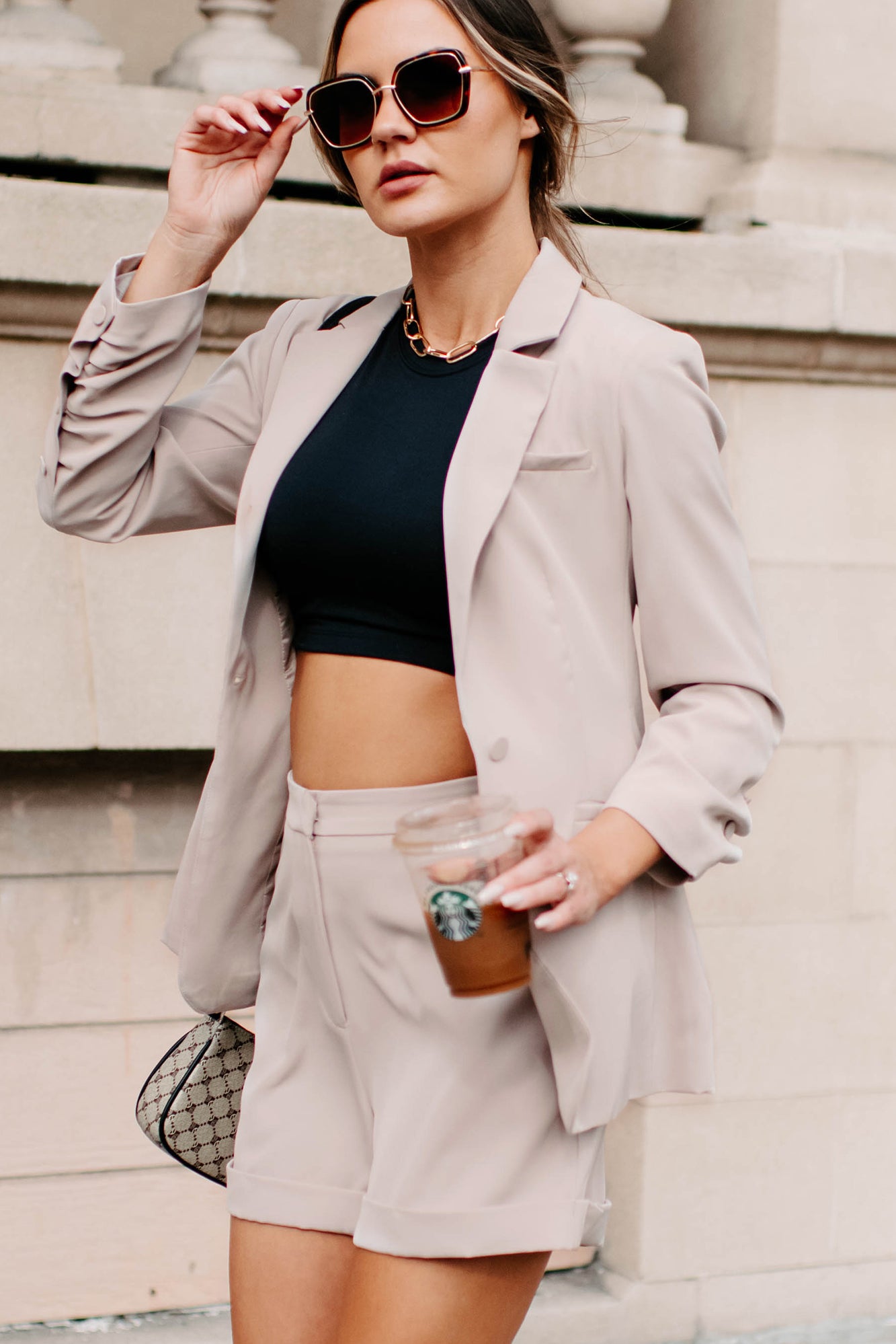 Working Wonders Blazer & Shorts Set (Khaki)-The Formal Wear