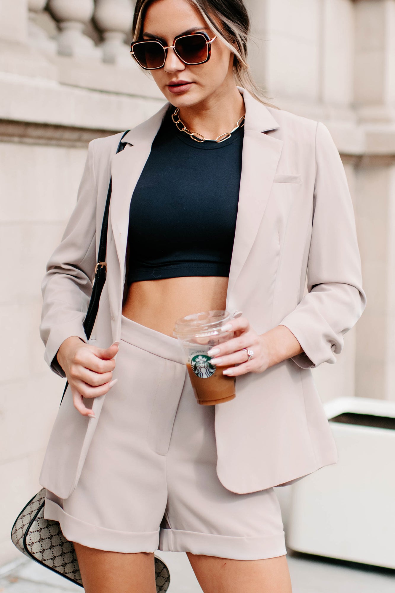 Working Wonders Blazer & Shorts Set (Khaki)-The Formal Wear