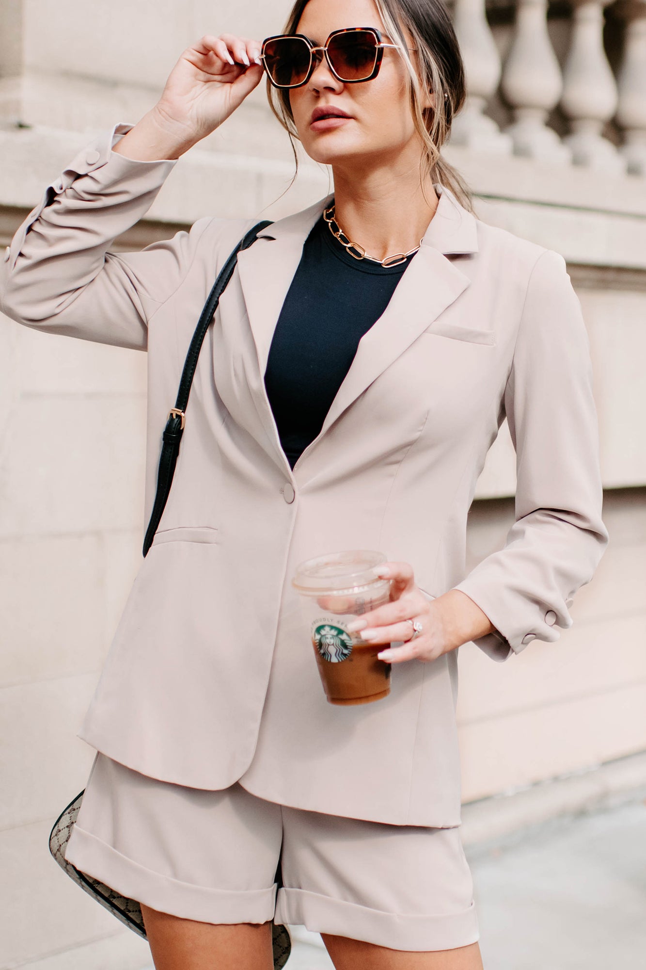 Working Wonders Blazer & Shorts Set (Khaki)-The Formal Wear