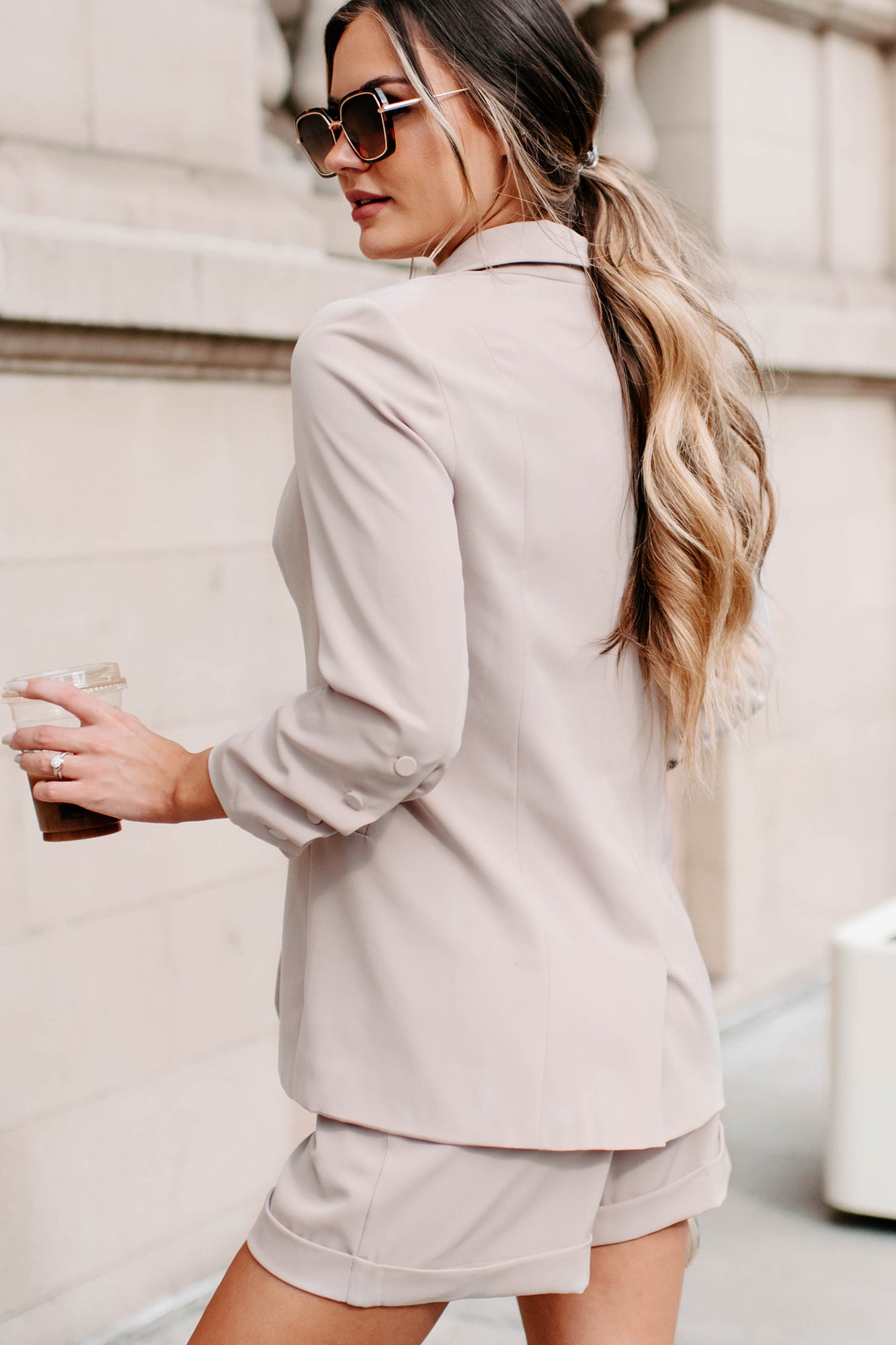 Working Wonders Blazer & Shorts Set (Khaki)-The Formal Wear