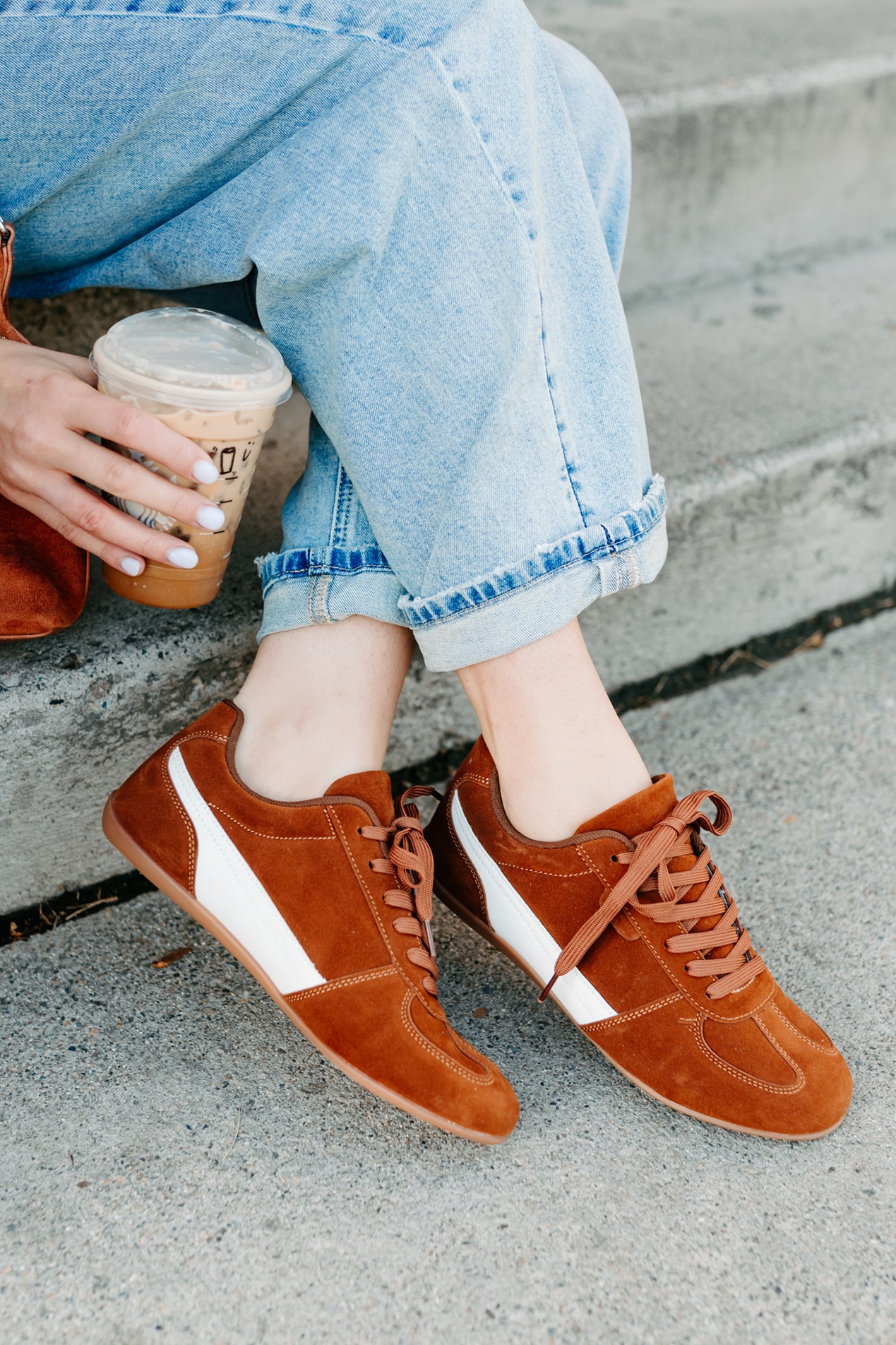 Endurance Edge Lace-Up Faux Suede Sneakers (Brown)-The Formal Wear