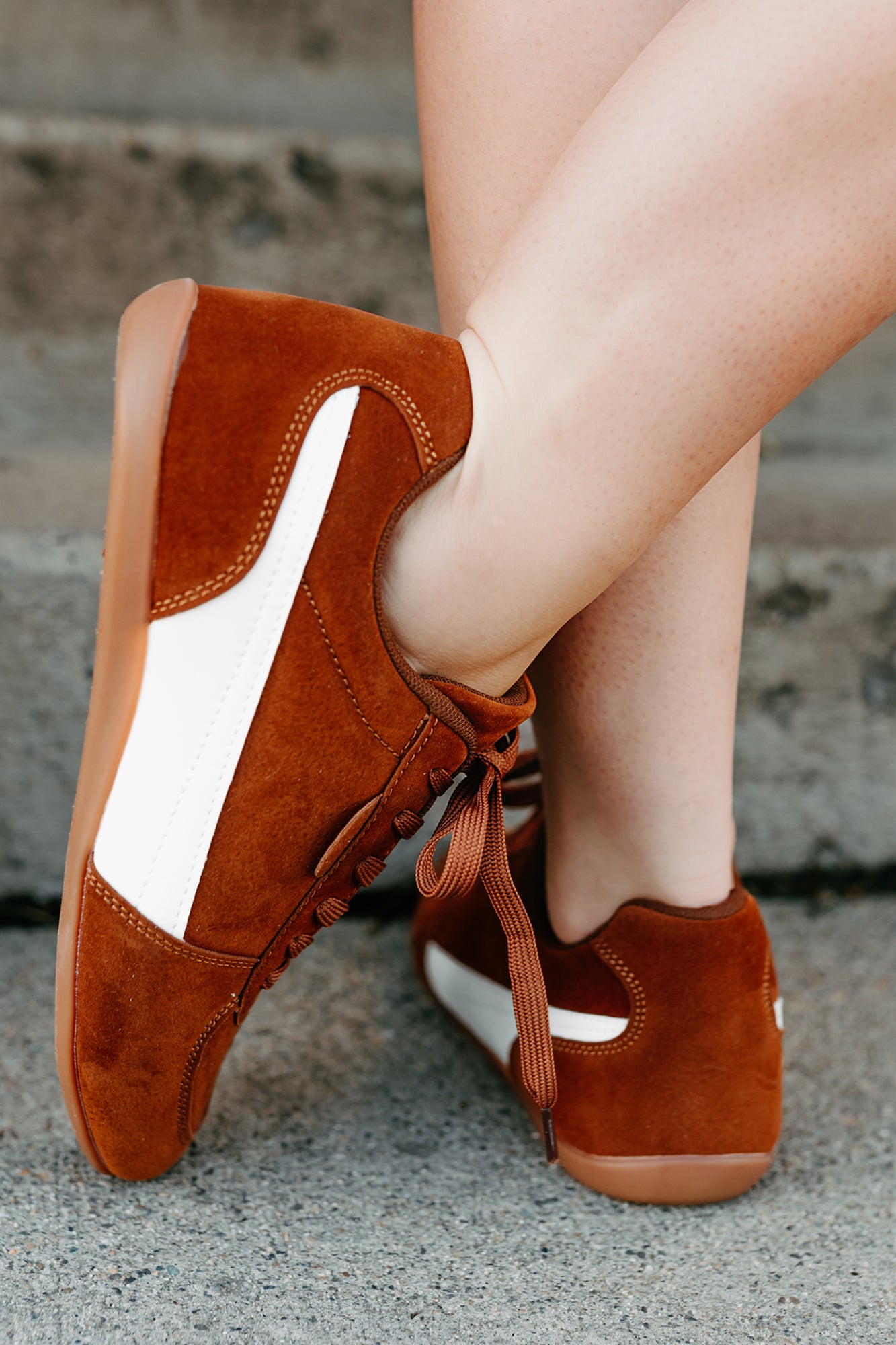 Endurance Edge Lace-Up Faux Suede Sneakers (Brown)-The Formal Wear