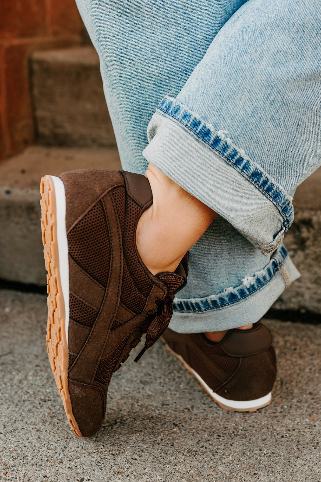 Chase The Wins Lace-Up Mesh Sneakers (Coffee)-The Formal Wear