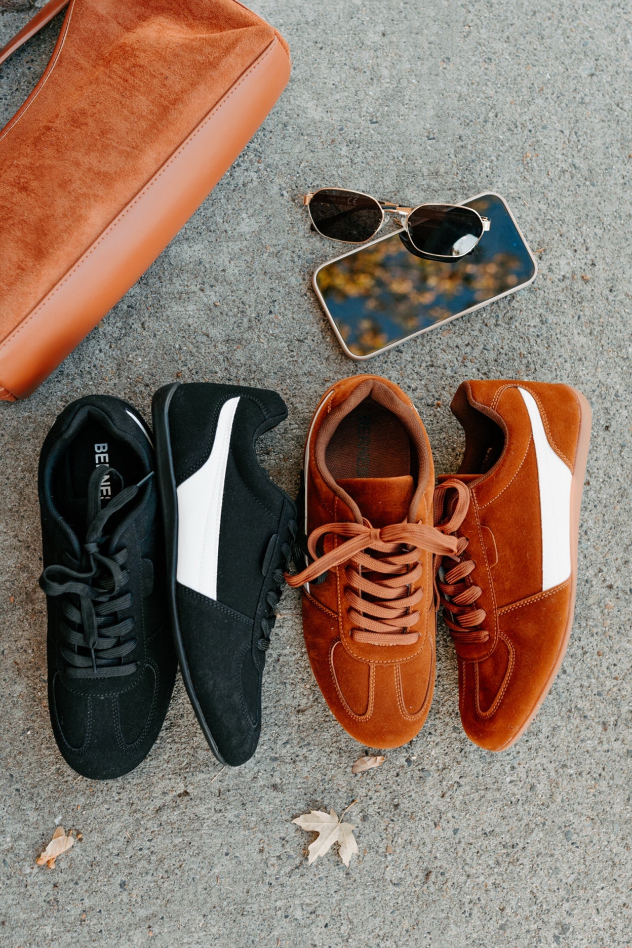 Endurance Edge Lace-Up Faux Suede Sneakers (Brown)-The Formal Wear