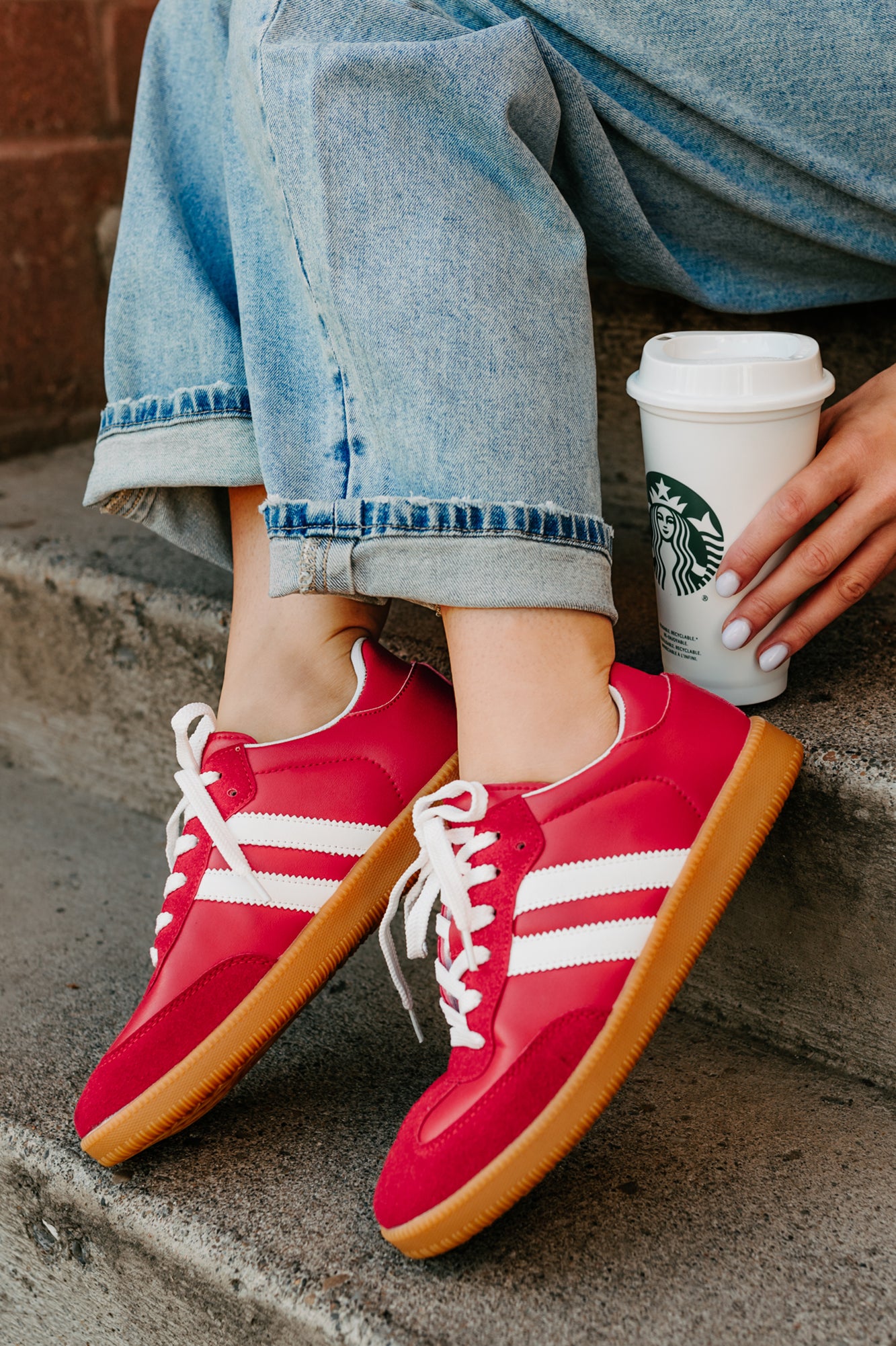 Vibes In Motion Lace-Up Platform Sneakers (Red)-The Formal Wear