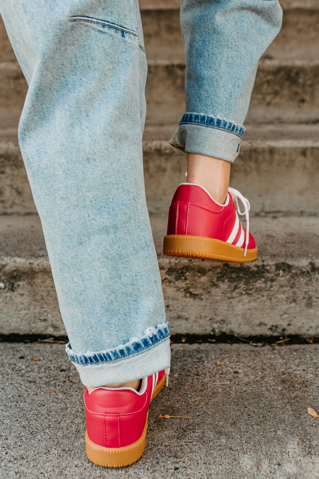 Vibes In Motion Lace-Up Platform Sneakers (Red)-The Formal Wear