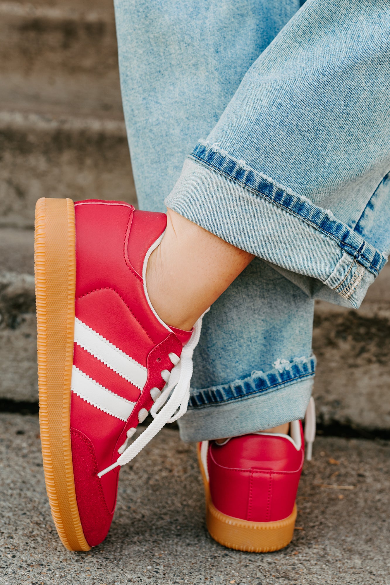 Vibes In Motion Lace-Up Platform Sneakers (Red)-The Formal Wear