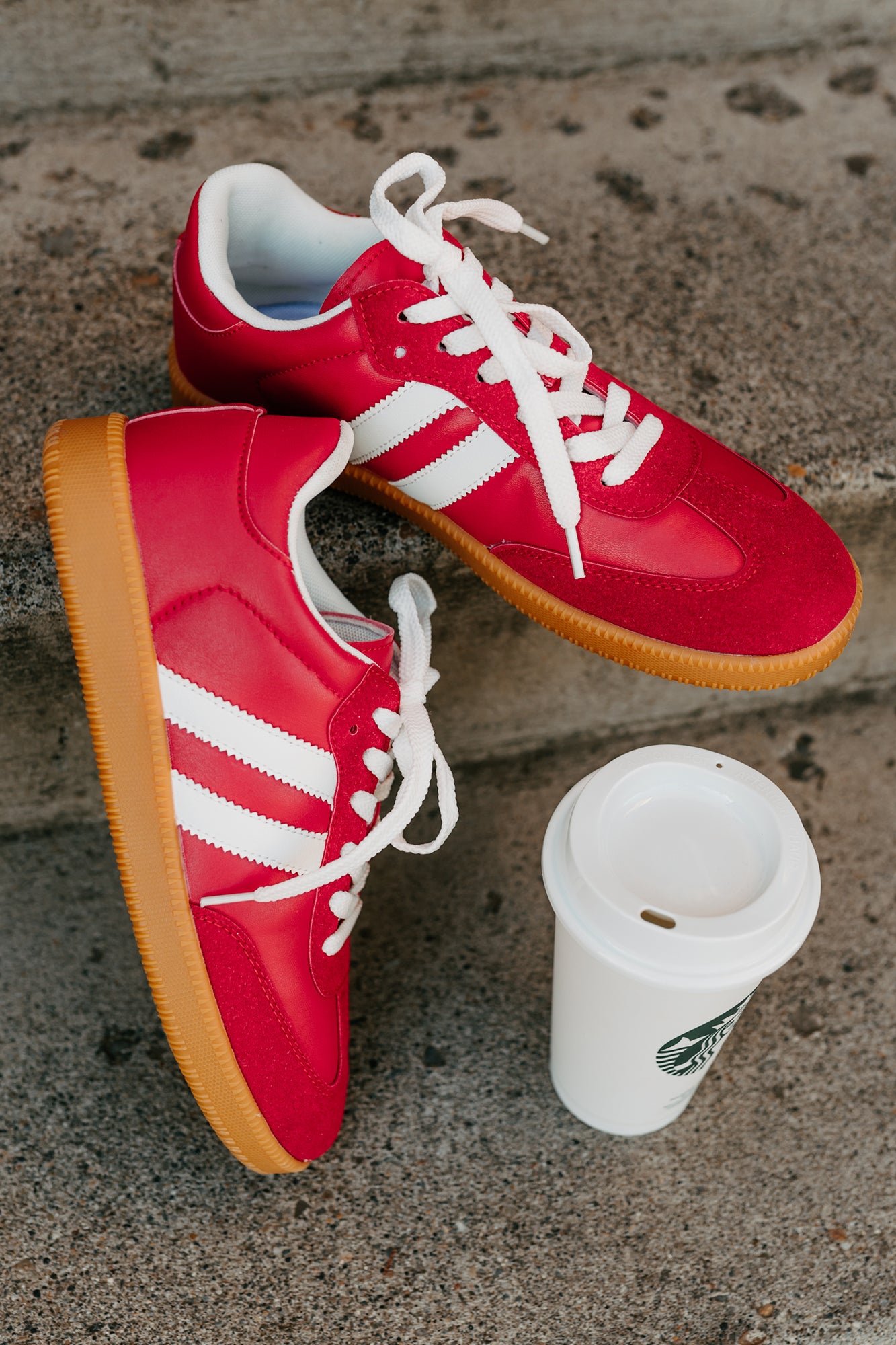 Vibes In Motion Lace-Up Platform Sneakers (Red)-The Formal Wear