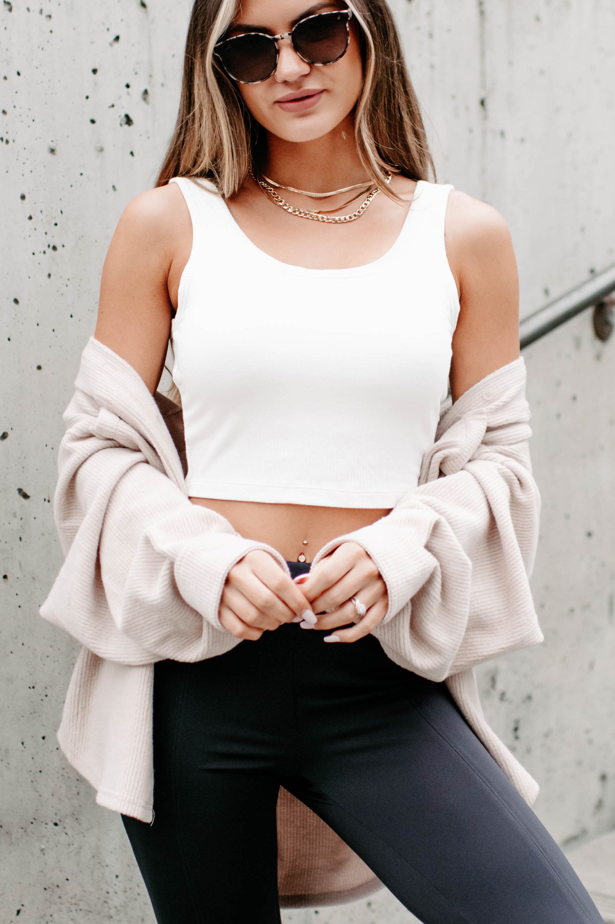 Brilliant Basic Ribbed Fleece Shacket (Beige)-The Formal Wear