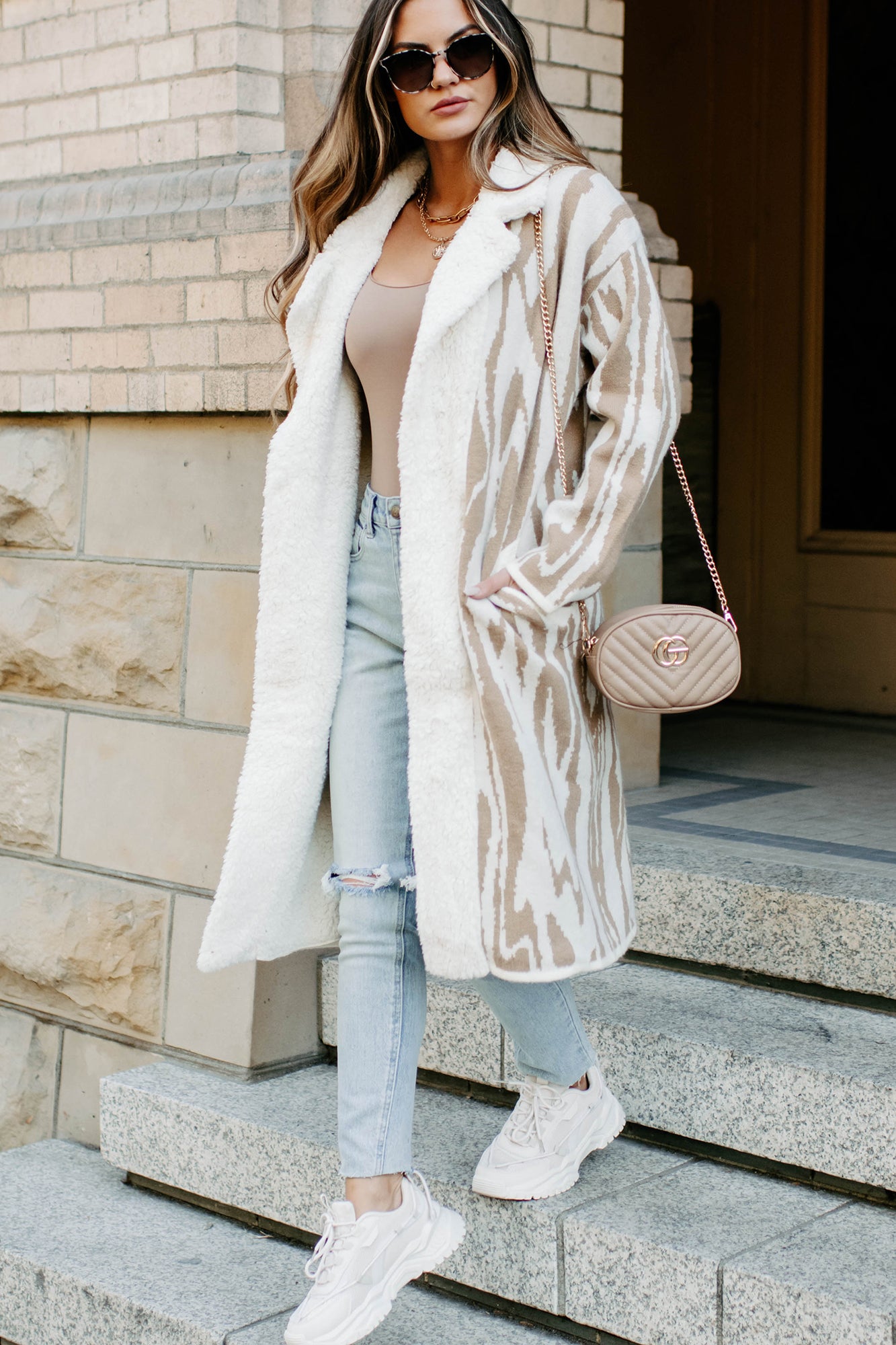 Deep In My Thoughts Sherpa Lined Cardigan (Cream/Tan)-The Formal Wear