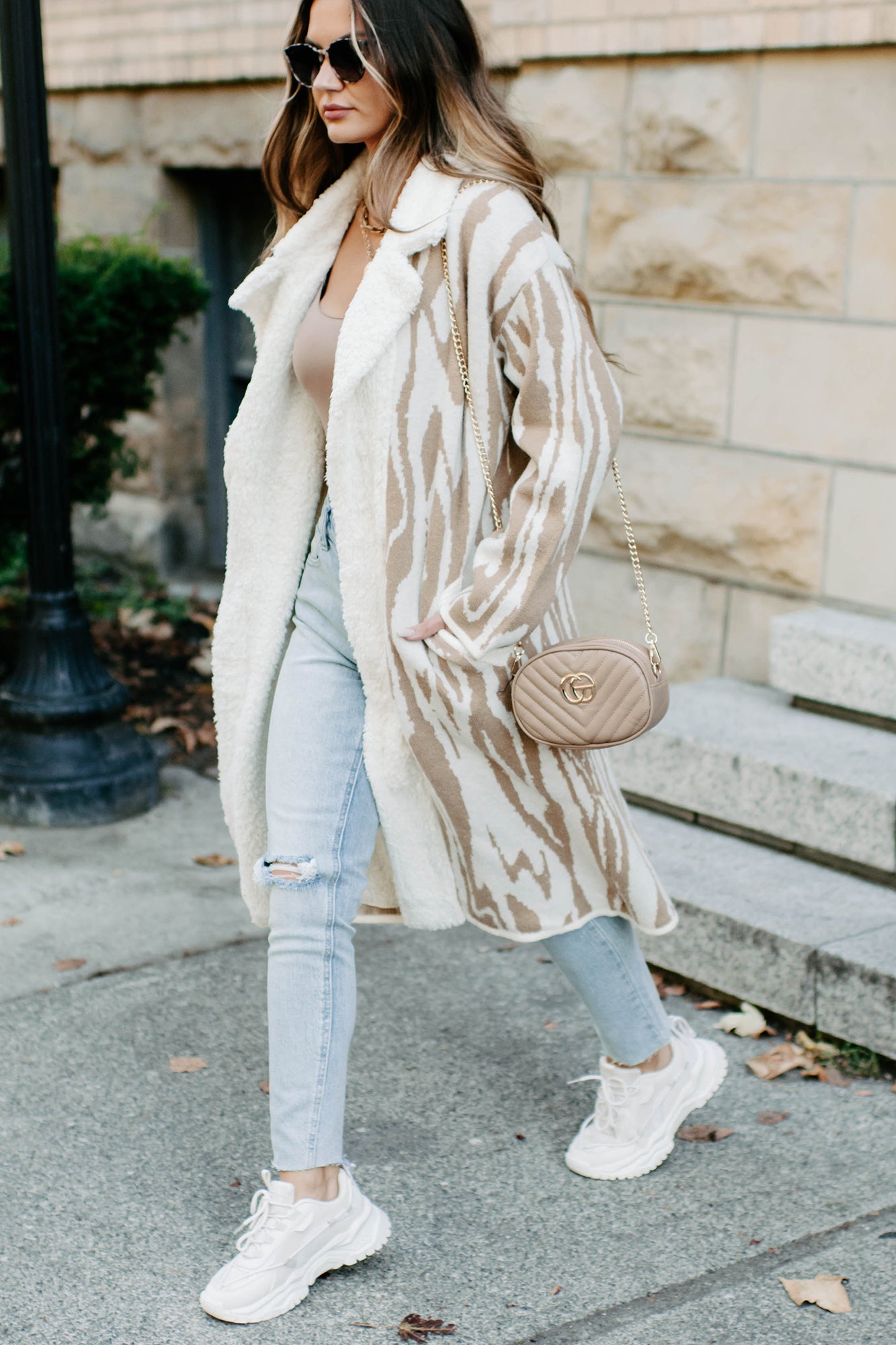 Deep In My Thoughts Sherpa Lined Cardigan (Cream/Tan)-The Formal Wear