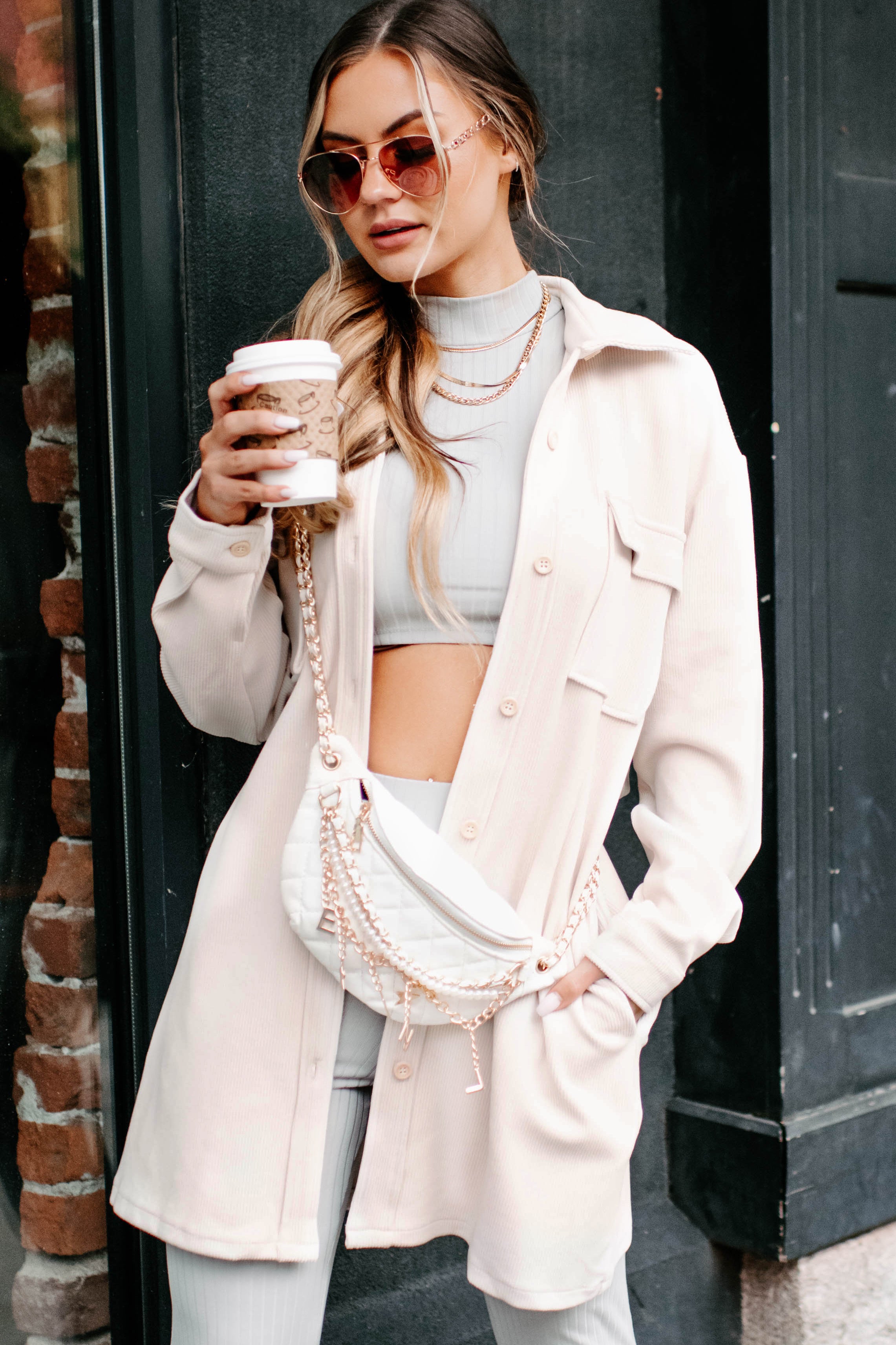 No Wrong Answers Longline Belted Corduroy Shacket (Cream)-The Formal Wear