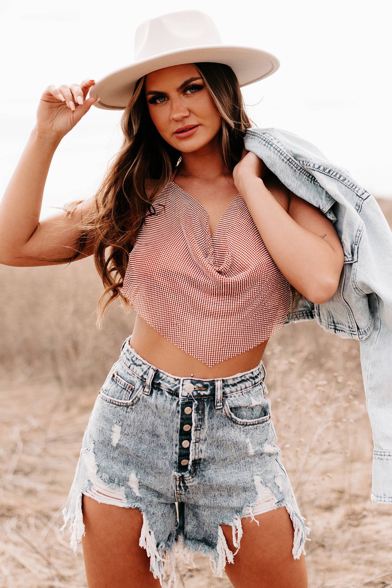 Serving Up Looks Rhinestone Cowl Neck Crop Top (Orange)-The Formal Wear