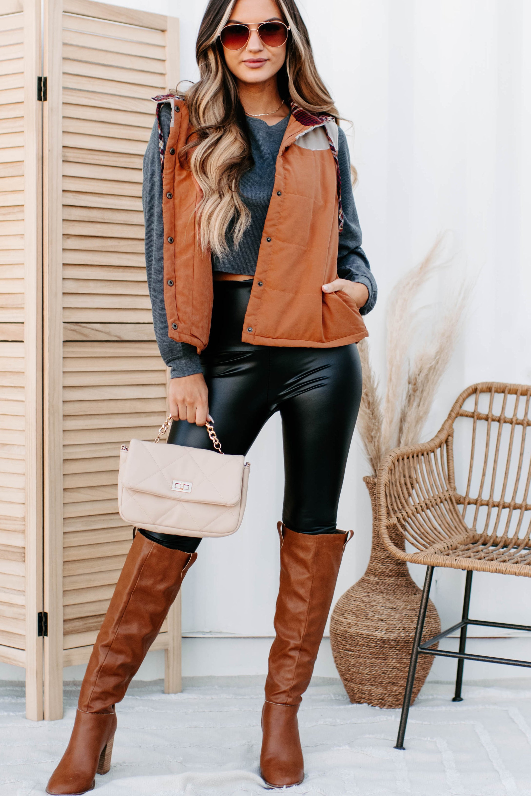 Put On Hold Hooded Vest (Orange Multi)-The Formal Wear