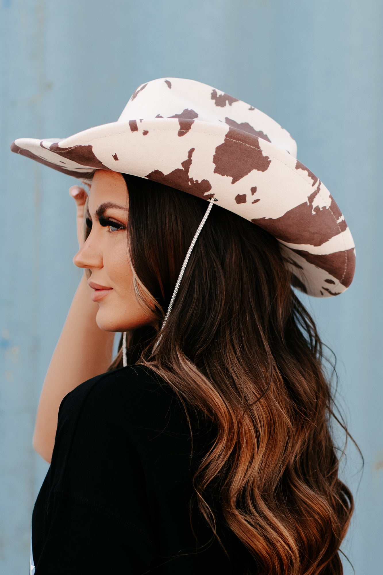 Rodeo Nights Cow Print Cowboy Hat (Brown)-The Formal Wear