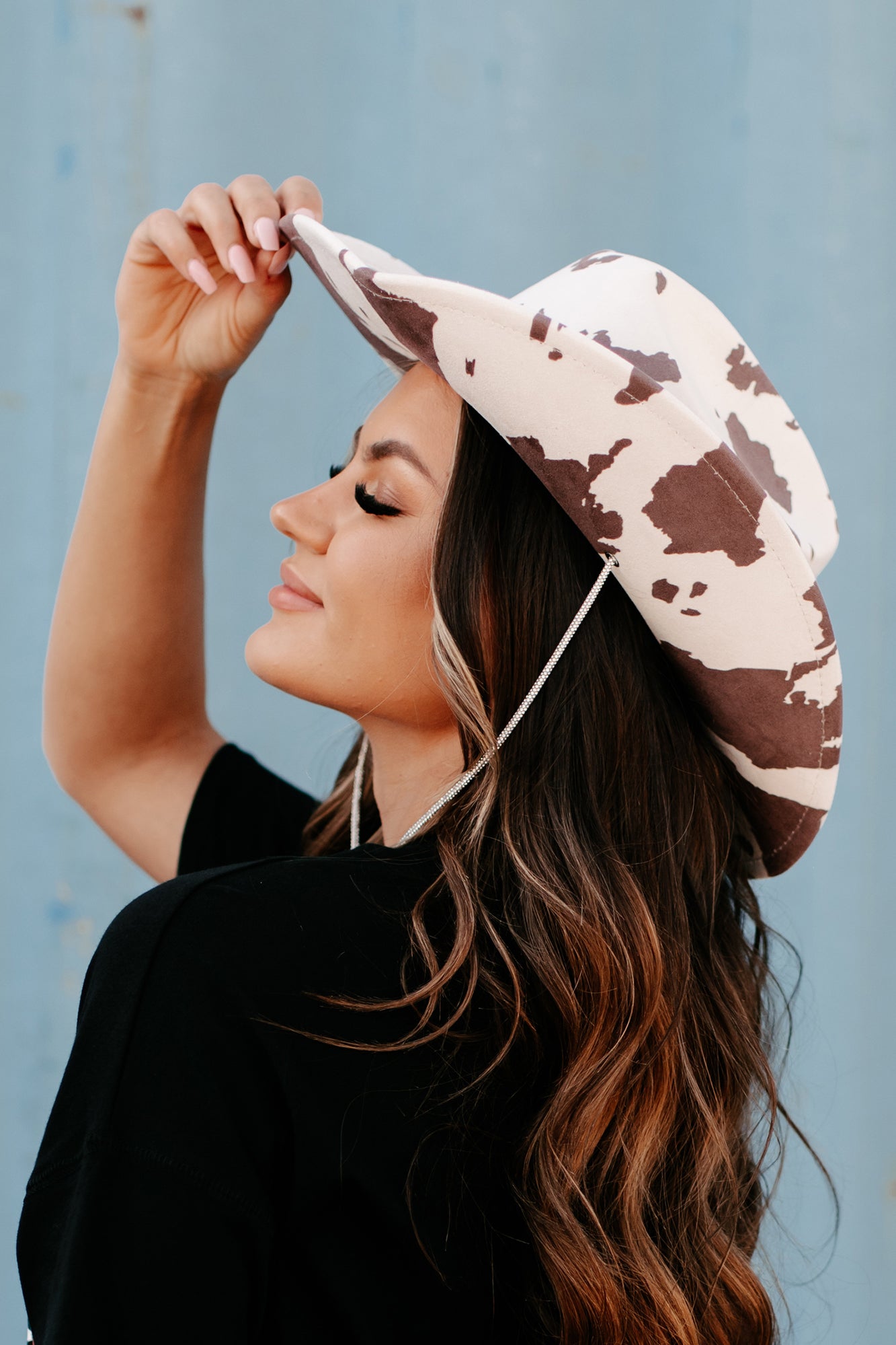 Rodeo Nights Cow Print Cowboy Hat (Brown)-The Formal Wear