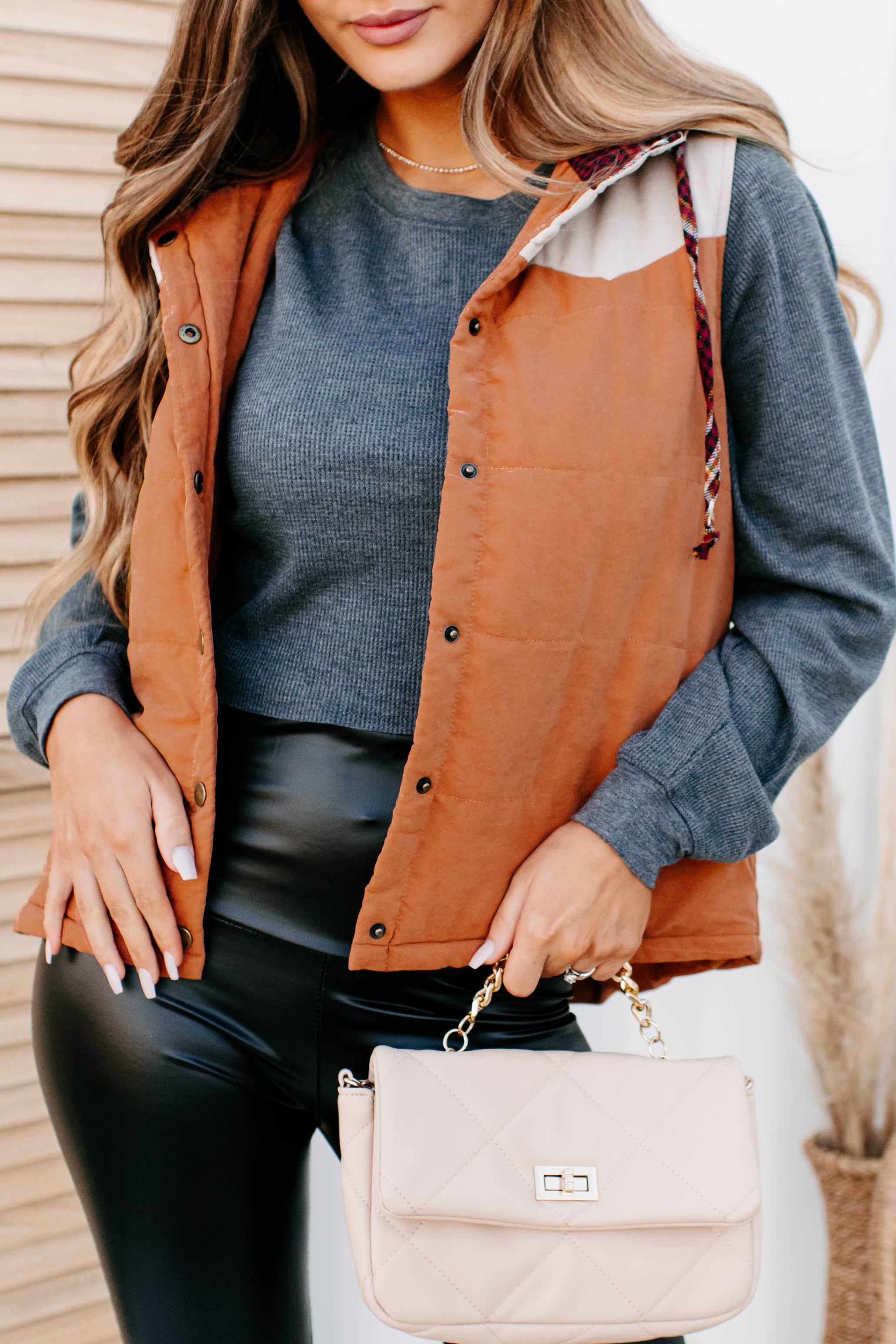 Put On Hold Hooded Vest (Orange Multi)-The Formal Wear