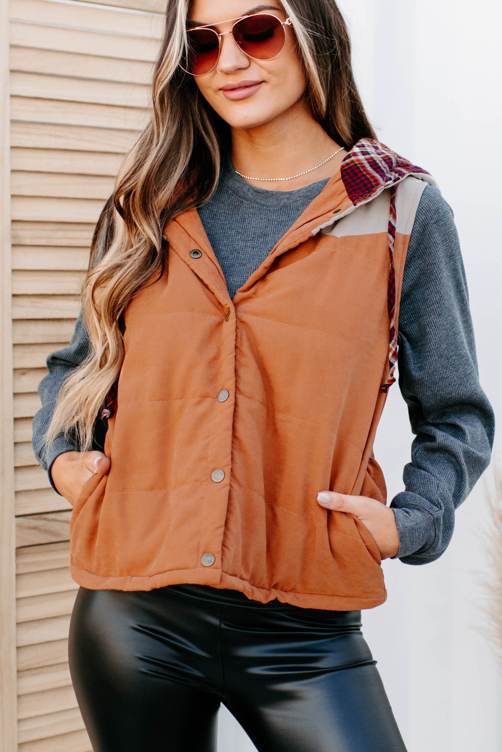 Put On Hold Hooded Vest (Orange Multi)-The Formal Wear