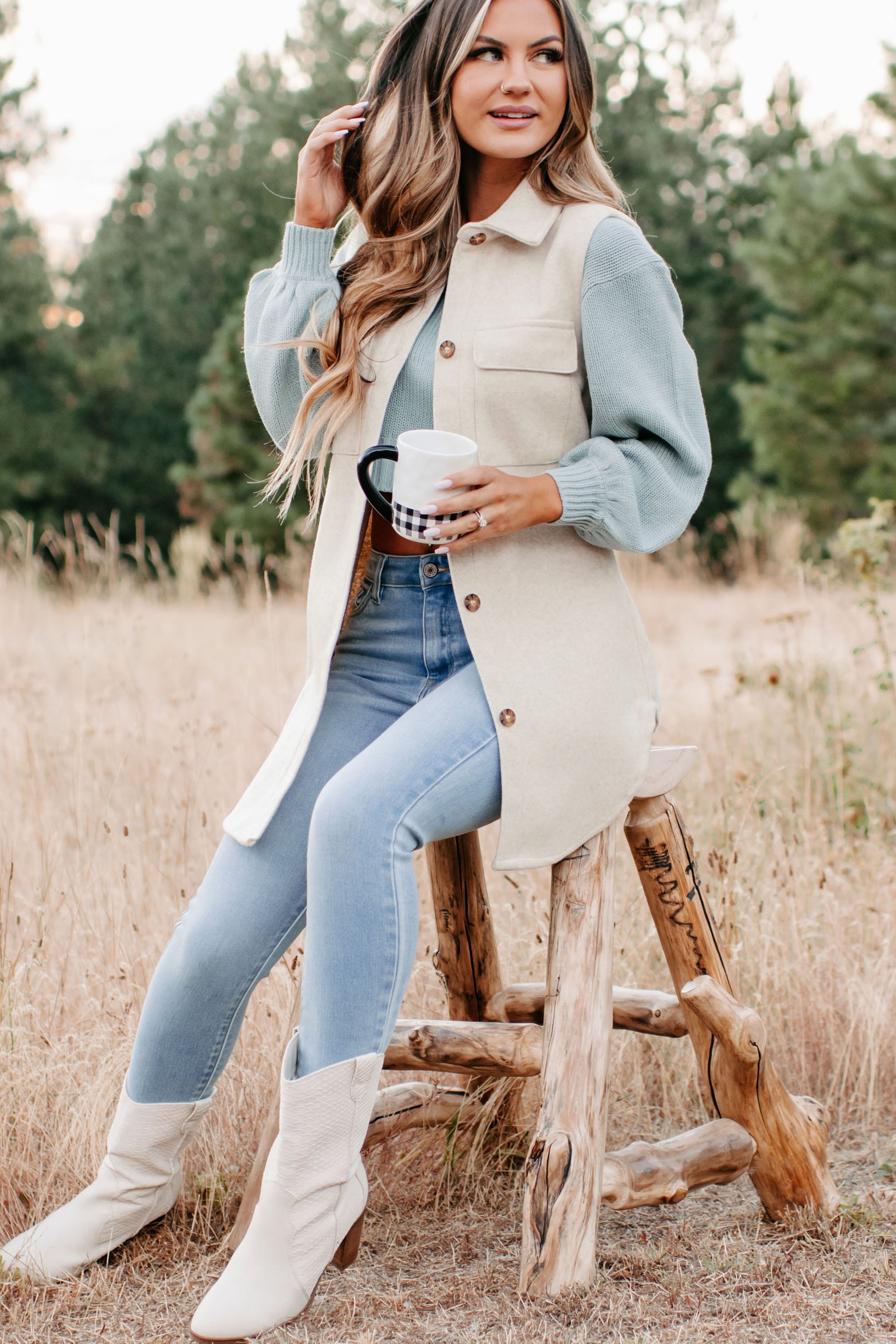 Can You Tell Longline Vest (Ivory)-The Formal Wear