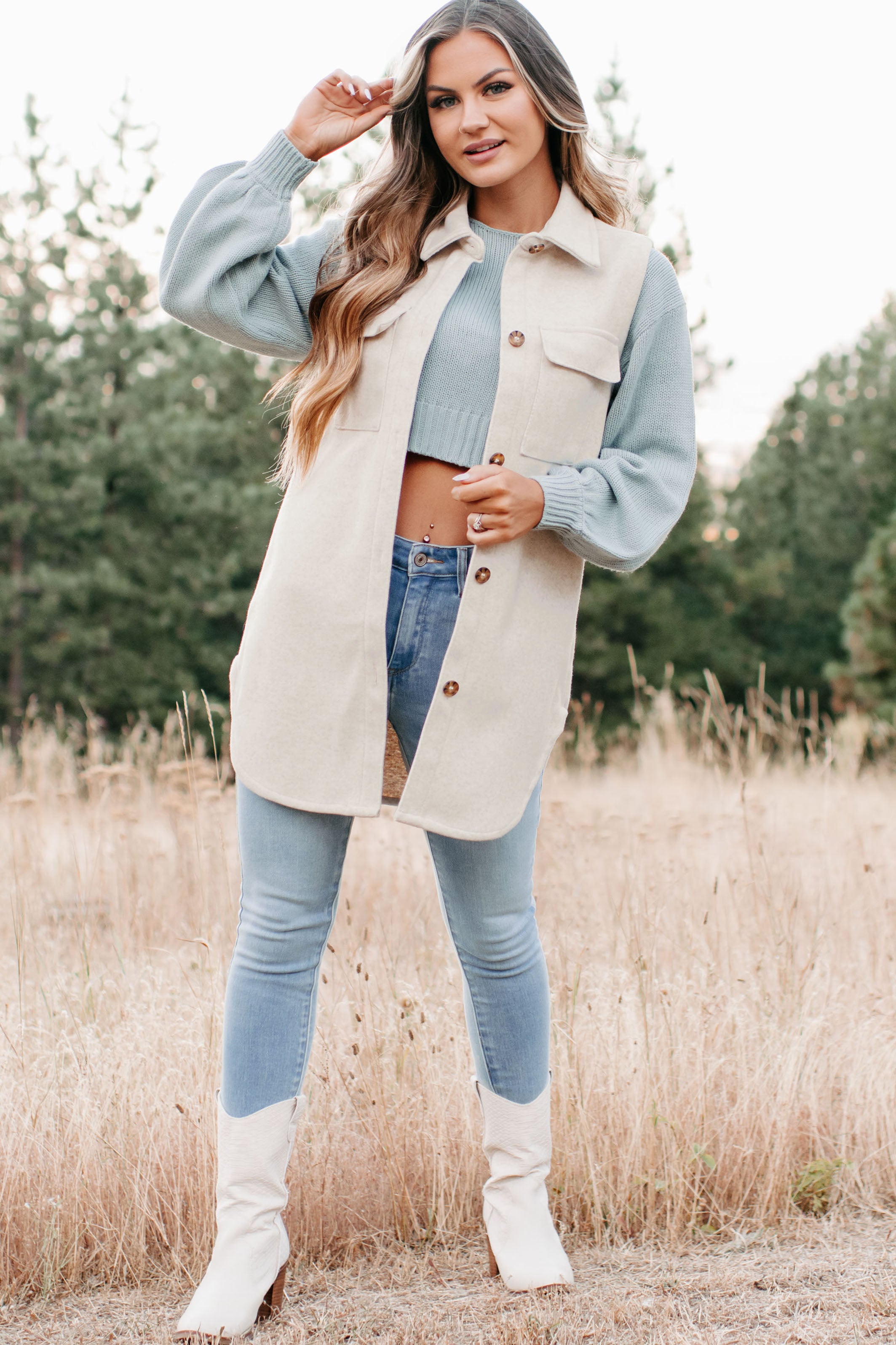 Can You Tell Longline Vest (Ivory)-The Formal Wear