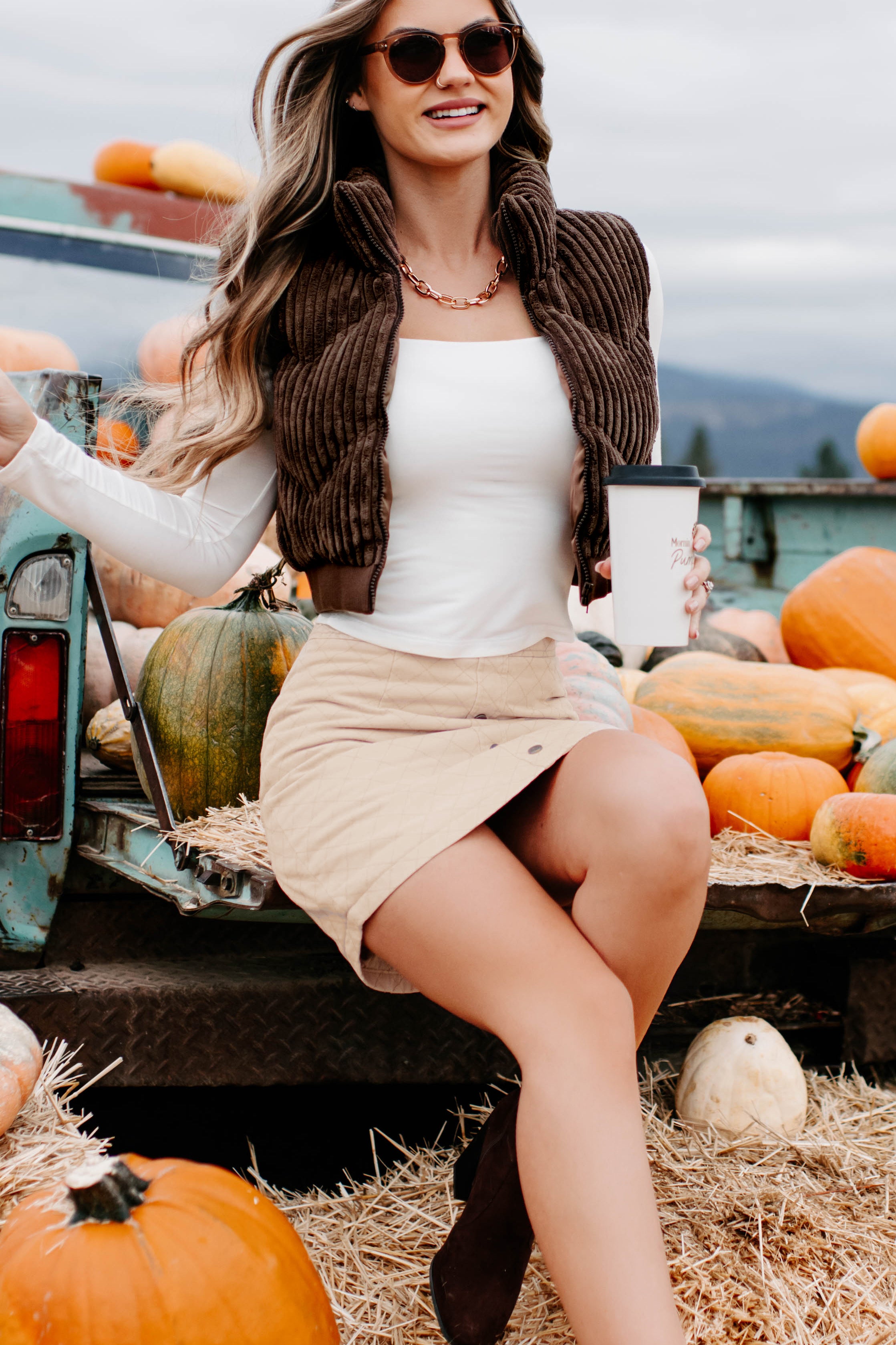 Way Up North Ribbed Puffer Vest (Chocolate)-The Formal Wear