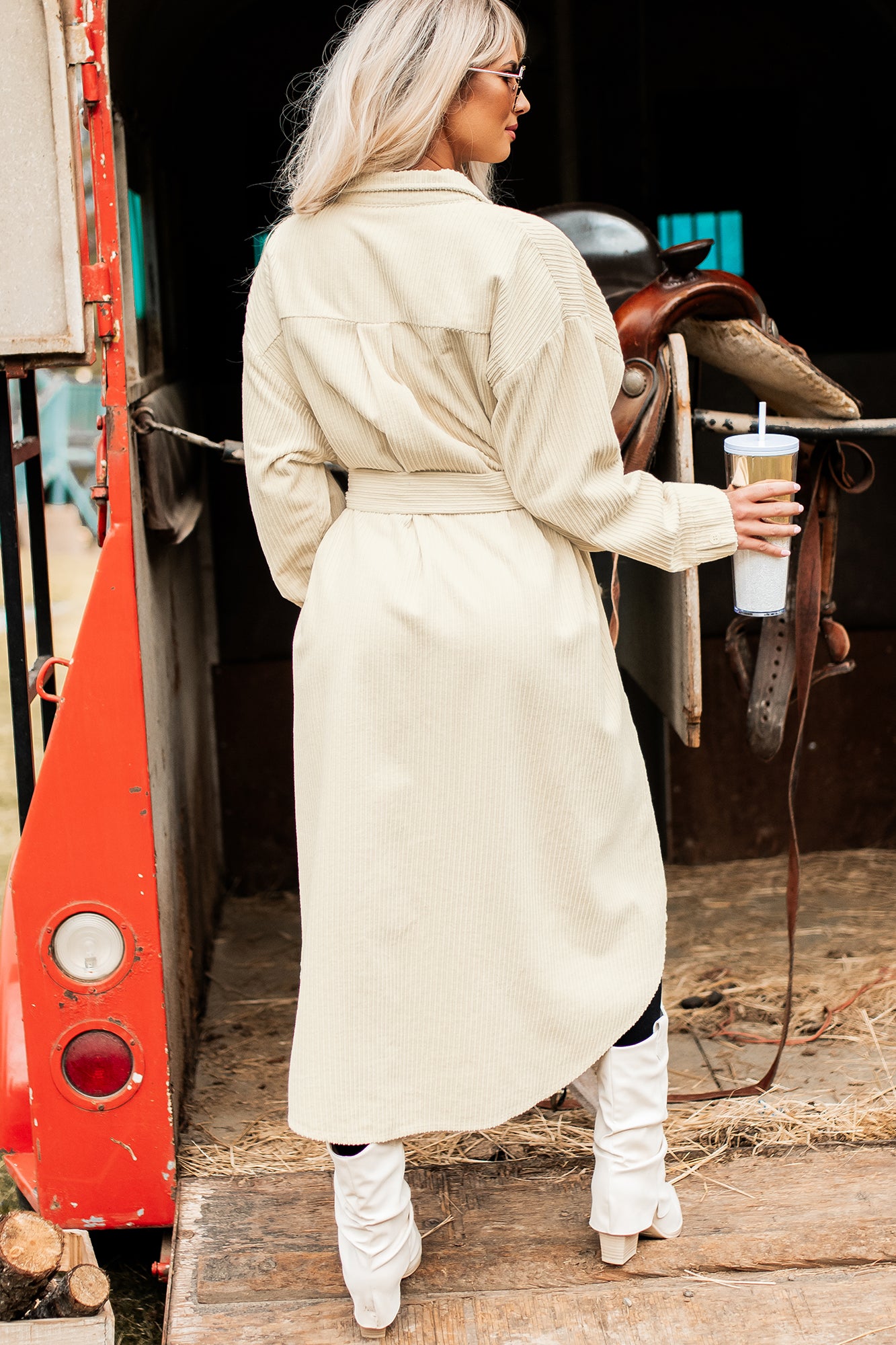 Autumn In The City Corduroy Duster (Cream)-The Formal Wear