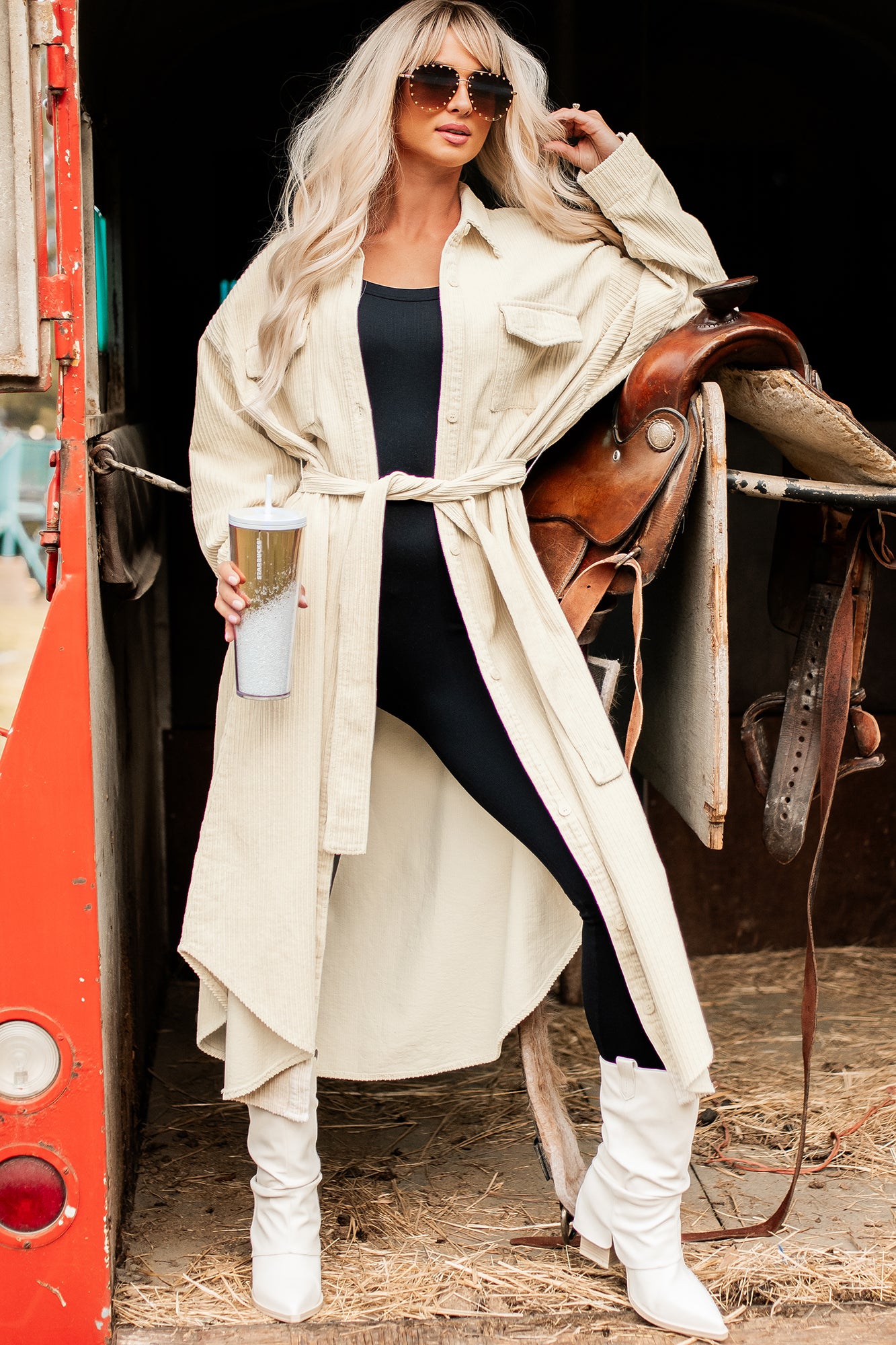 Autumn In The City Corduroy Duster (Cream)-The Formal Wear