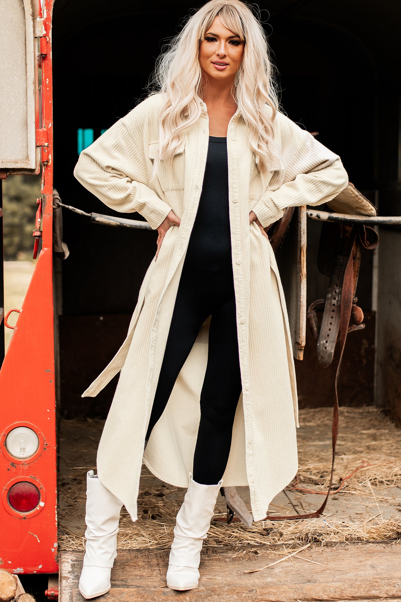 Autumn In The City Corduroy Duster (Cream)-The Formal Wear