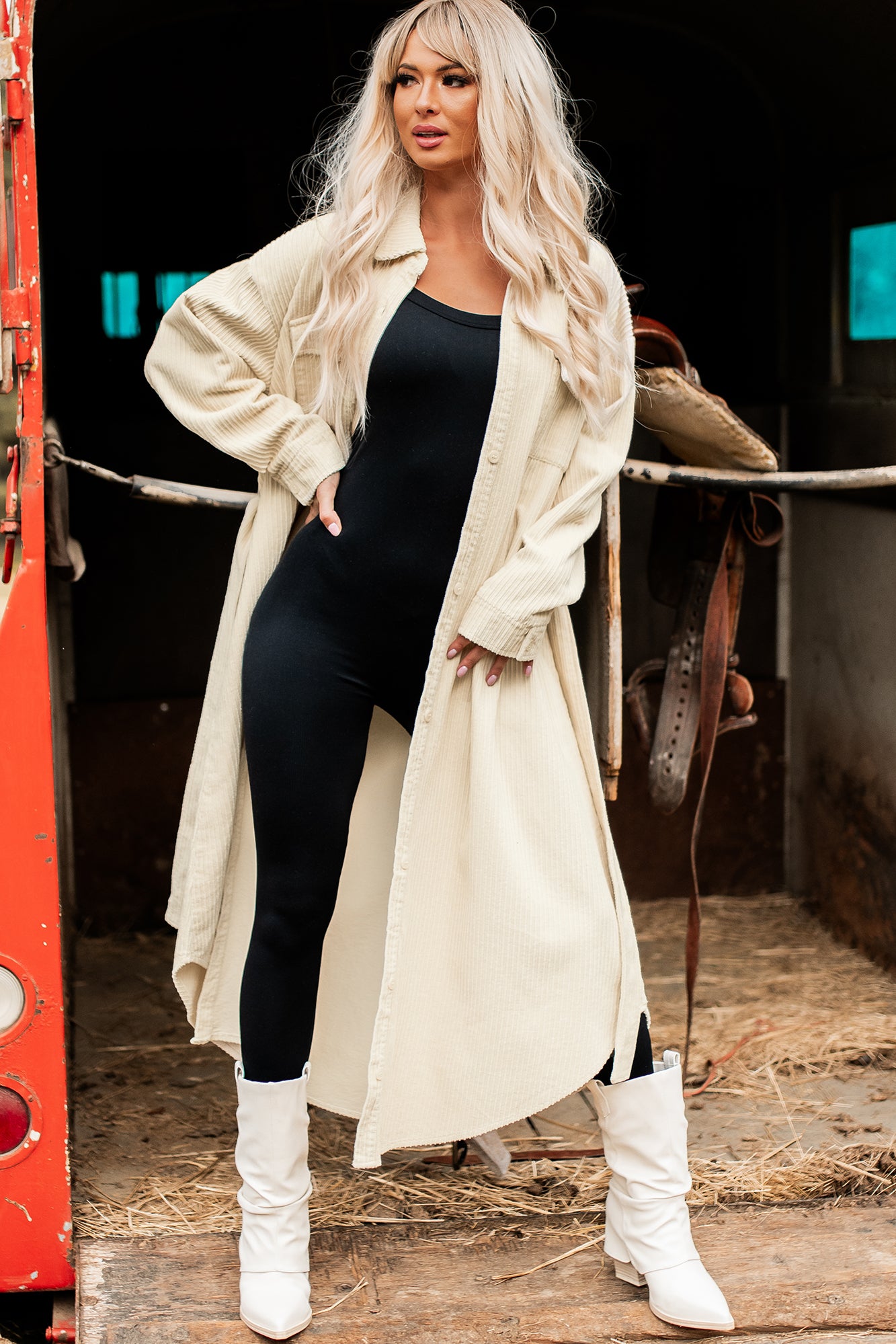 Autumn In The City Corduroy Duster (Cream)-The Formal Wear