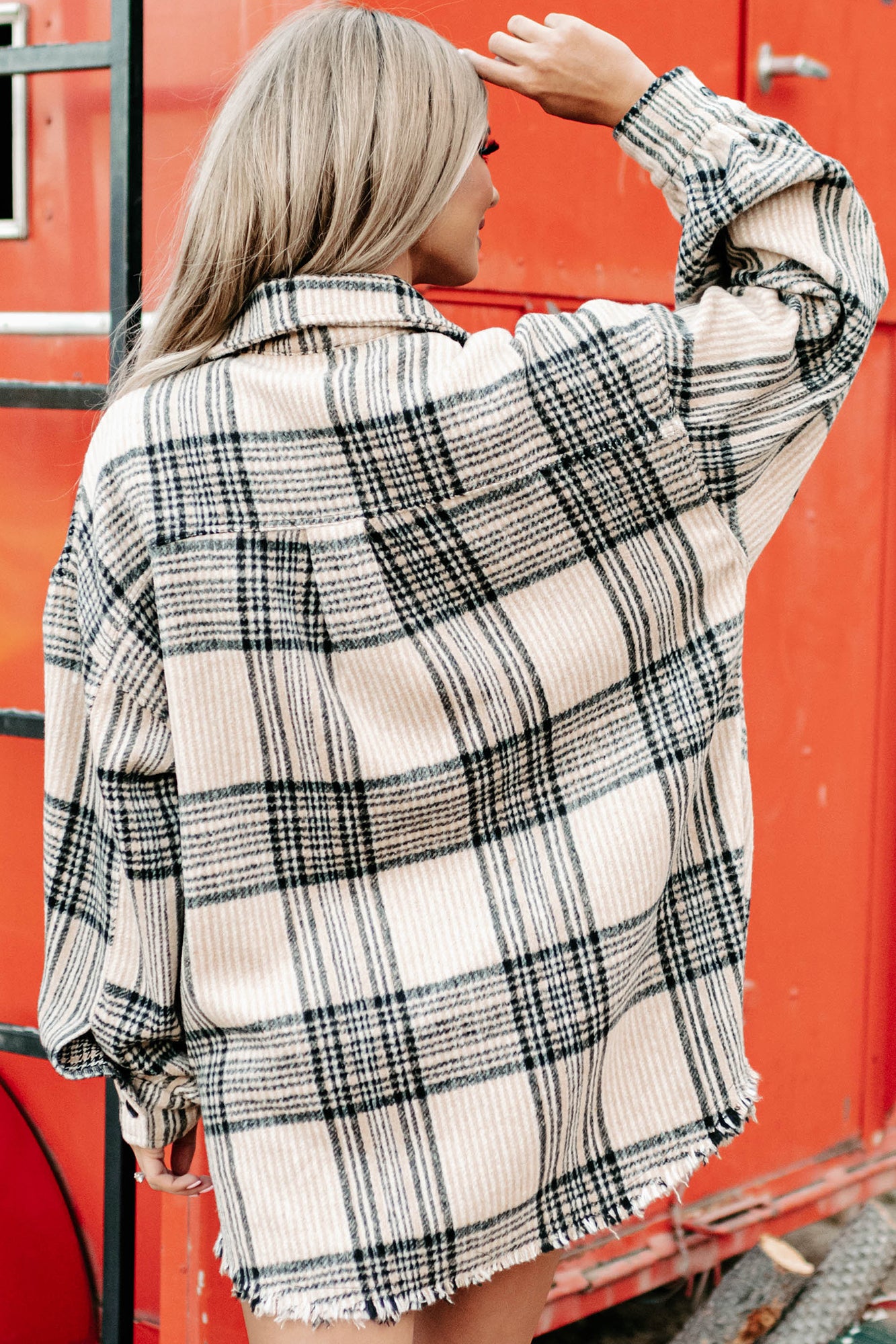 Getting Lost Plaid Shacket (Beige)-The Formal Wear