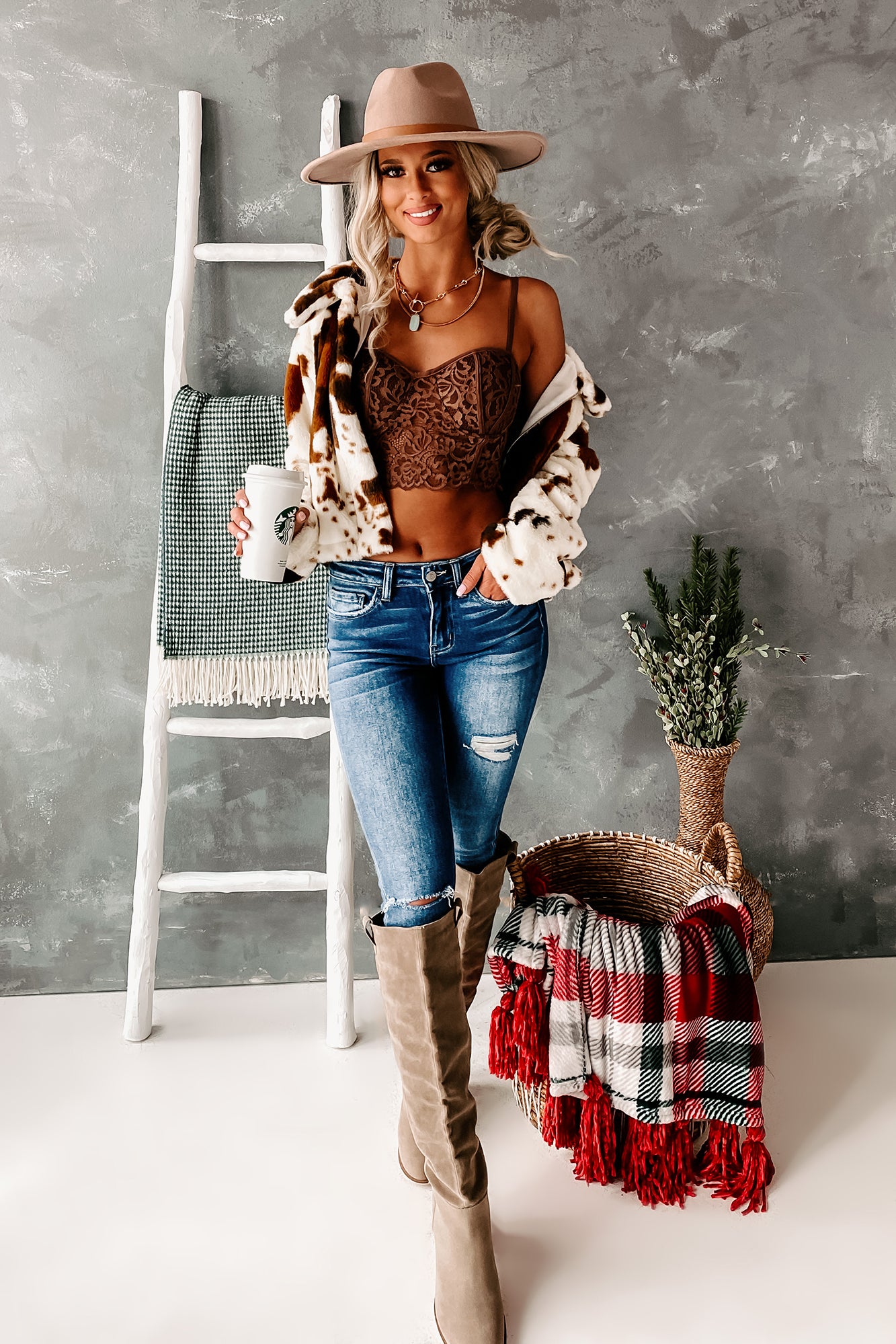 Cowgirl Chic Cropped Cow Print Jacket (Brown)-The Formal Wear