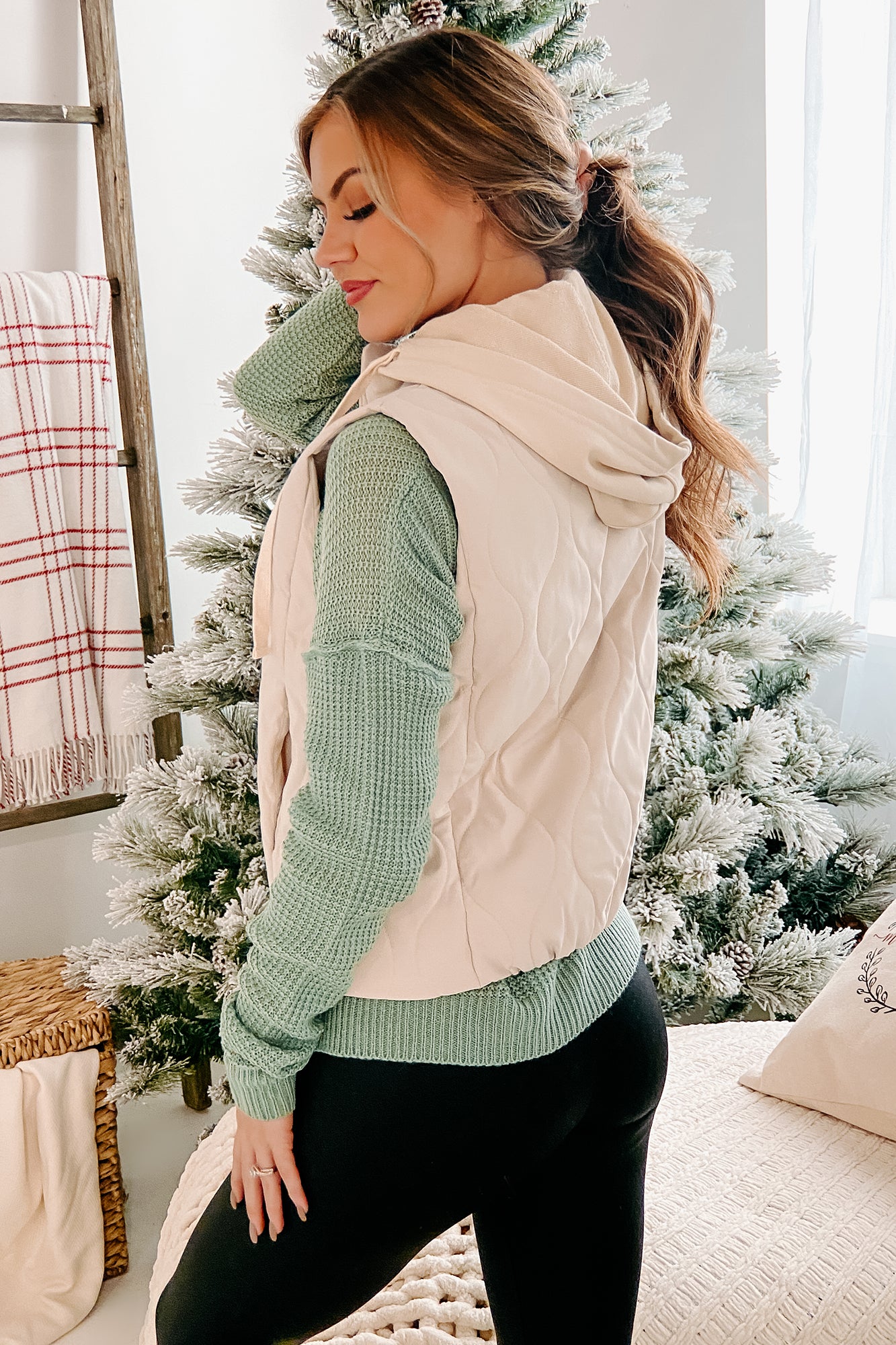 Vested Interest Hooded Puffer Vest (Ecru)-The Formal Wear