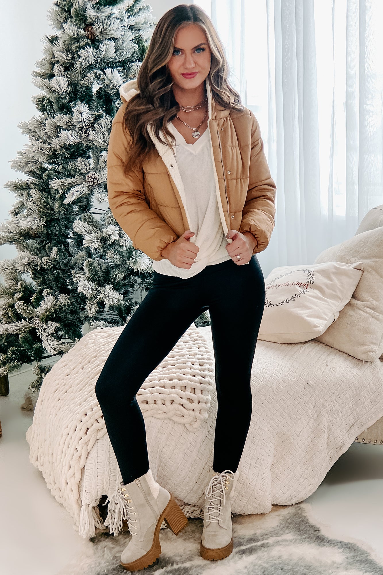 ARCHIVE Snowy Secrets Hooded Puffer Jacket (Light Camel)-The Formal Wear