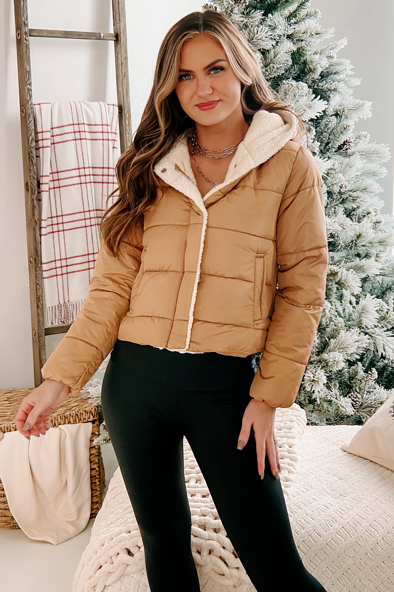 ARCHIVE Snowy Secrets Hooded Puffer Jacket (Light Camel)-The Formal Wear