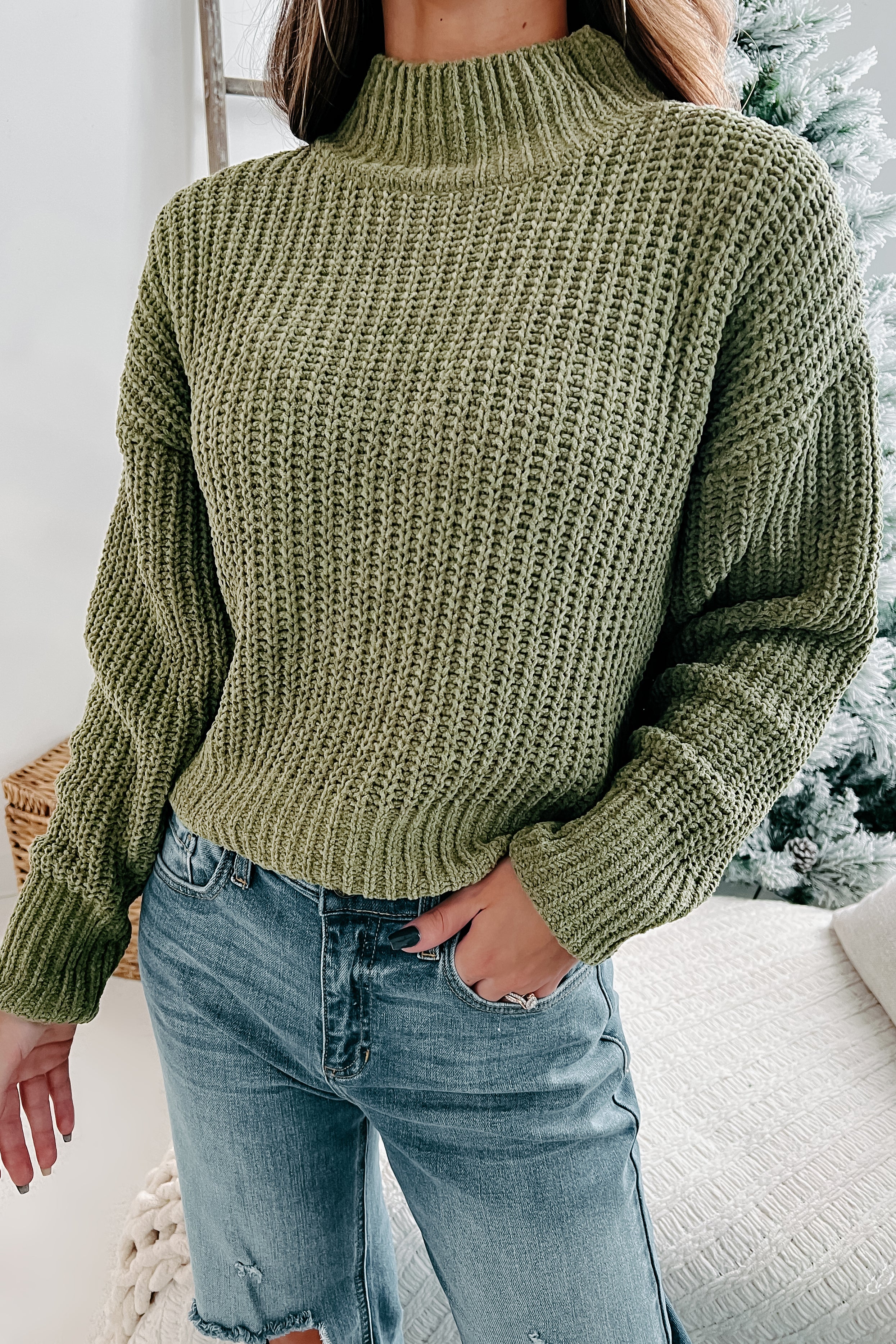 Briggs Chenille Knit Sweater (Olive)-The Formal Wear