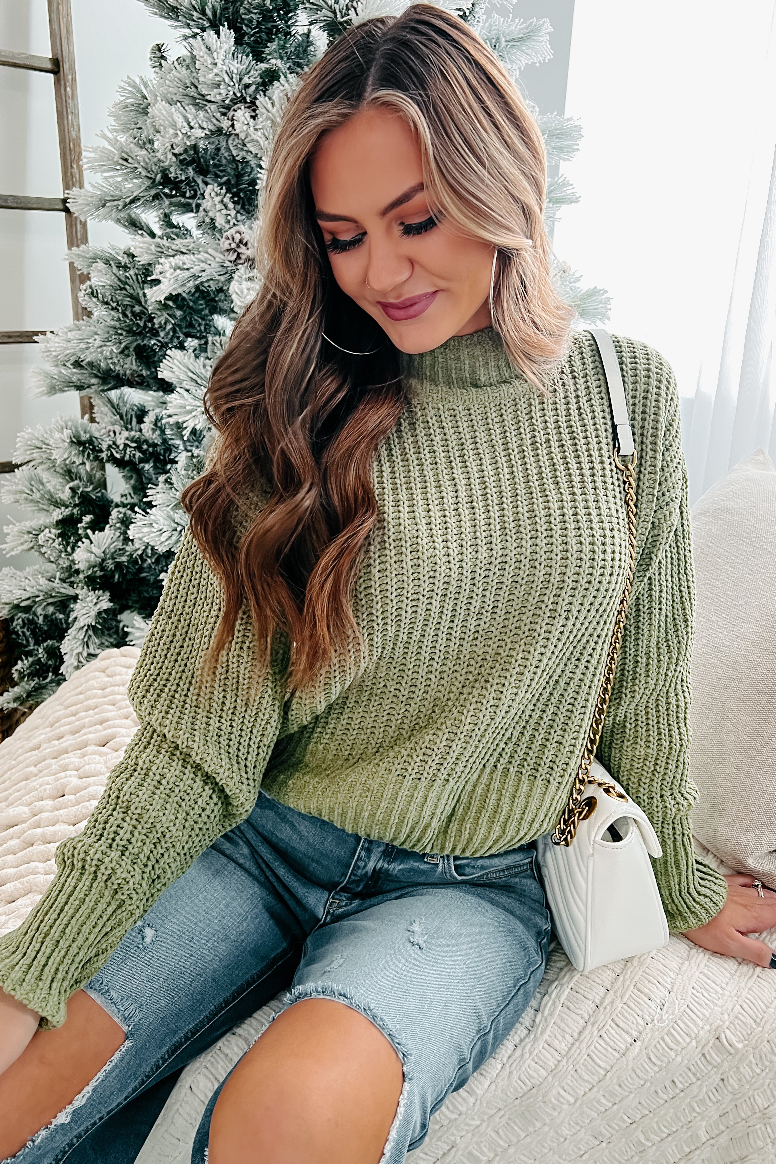 Briggs Chenille Knit Sweater (Olive)-The Formal Wear
