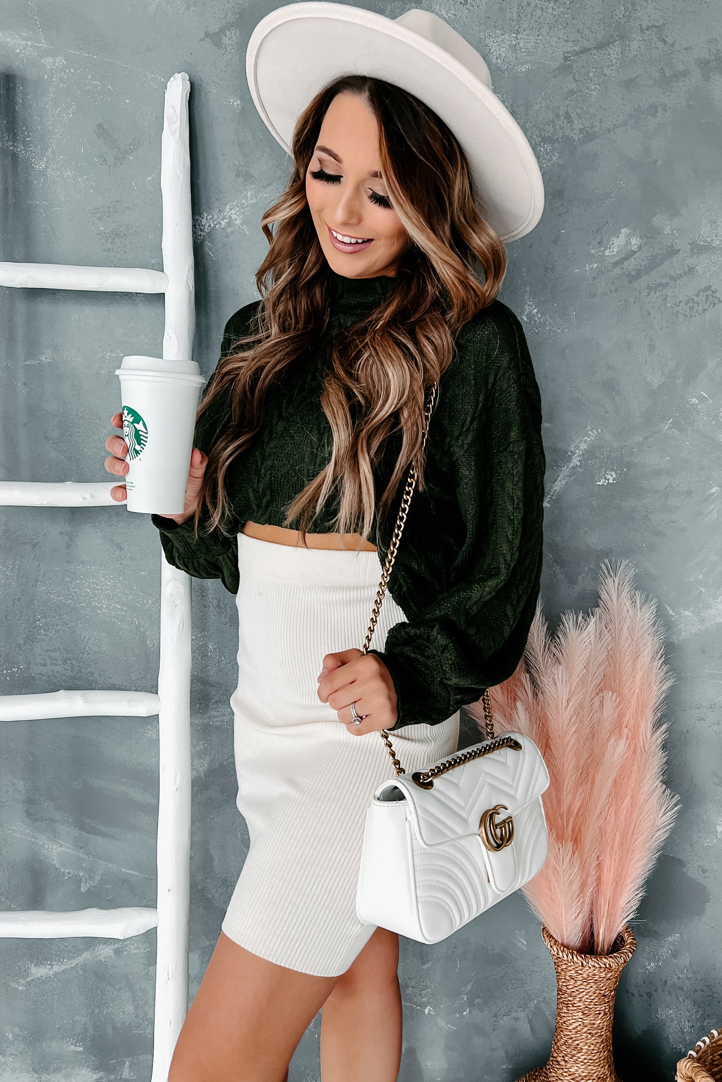 Autumn Affair Textured Mock Neck Top (Olive)-The Formal Wear