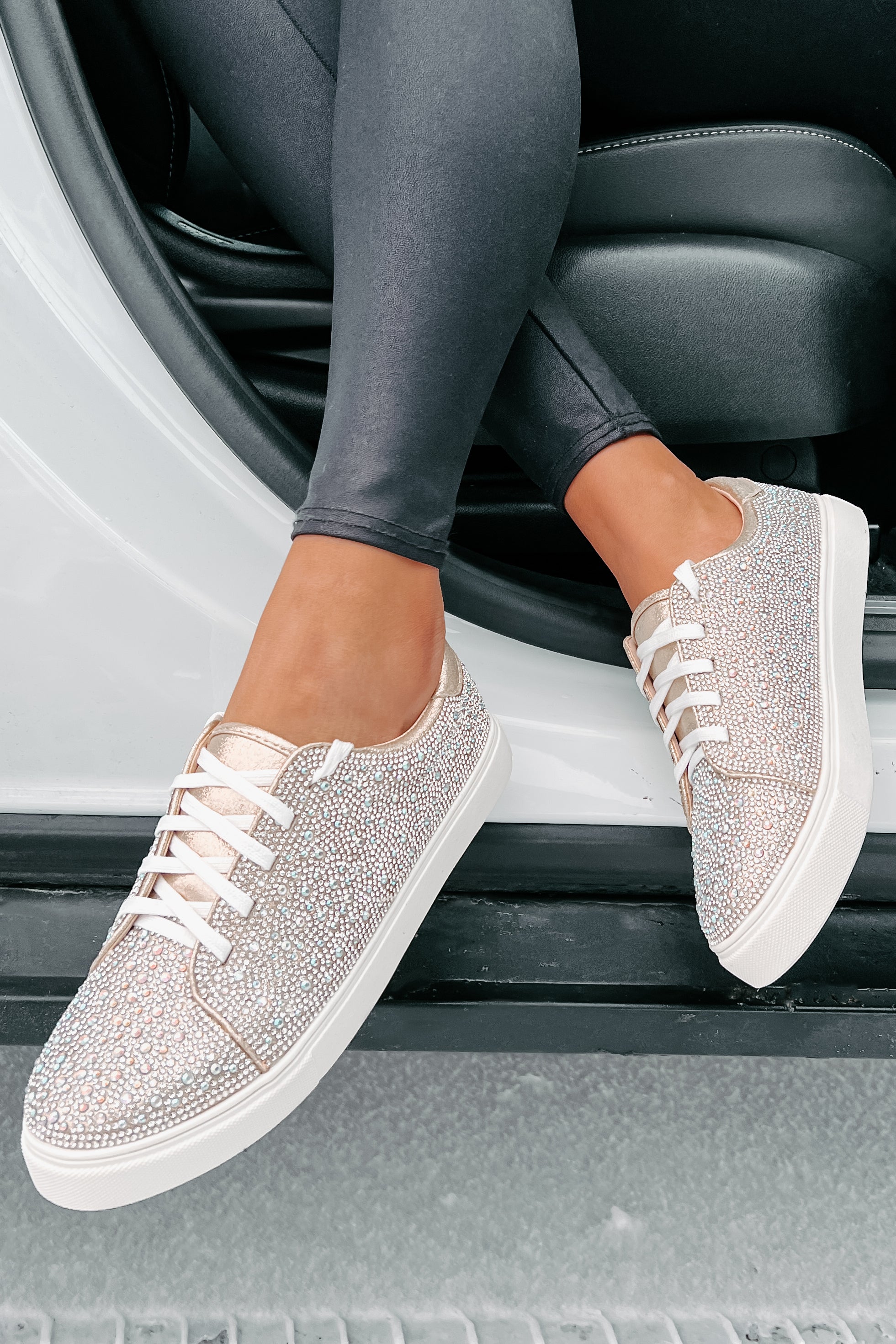 Dazzling Days Rhinestone Sneakers (Nude)-The Formal Wear
