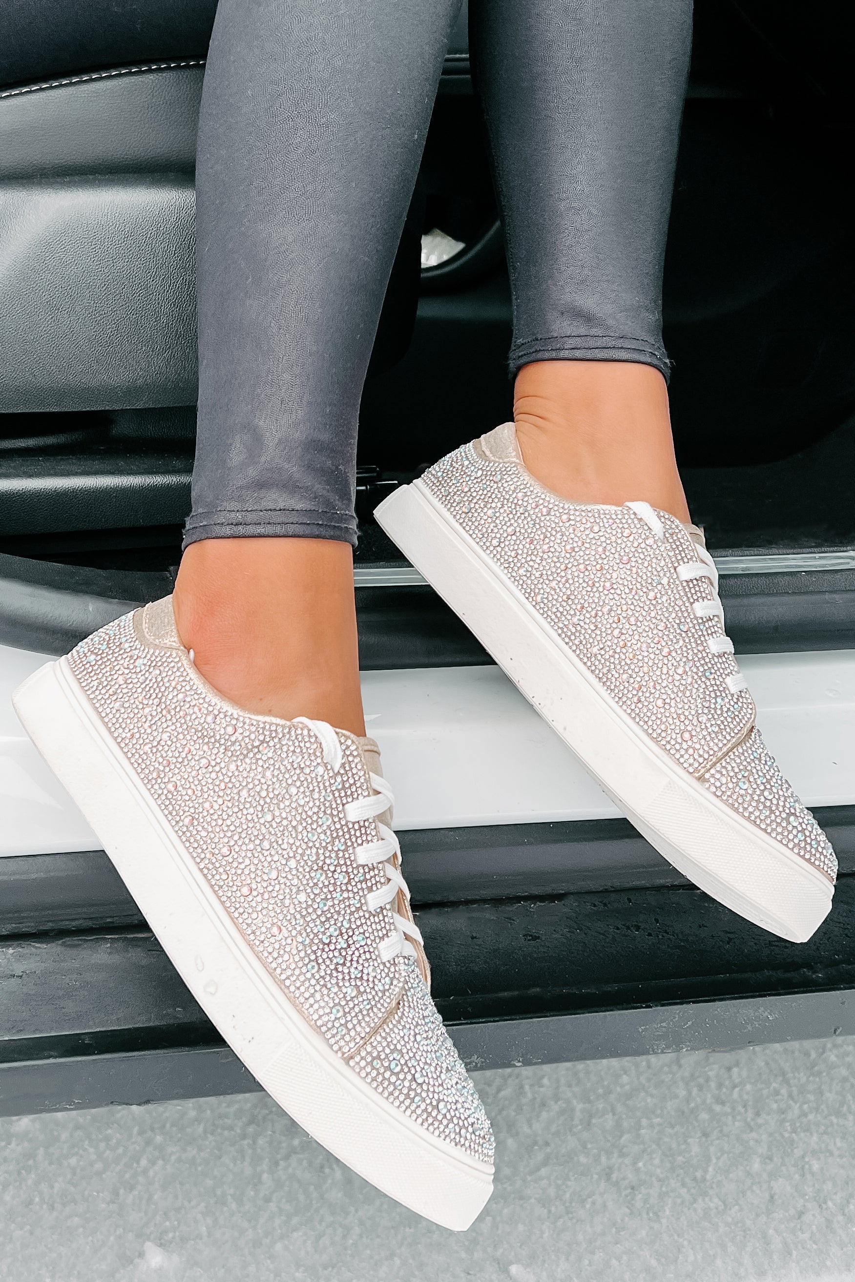 Dazzling Days Rhinestone Sneakers (Nude)-The Formal Wear