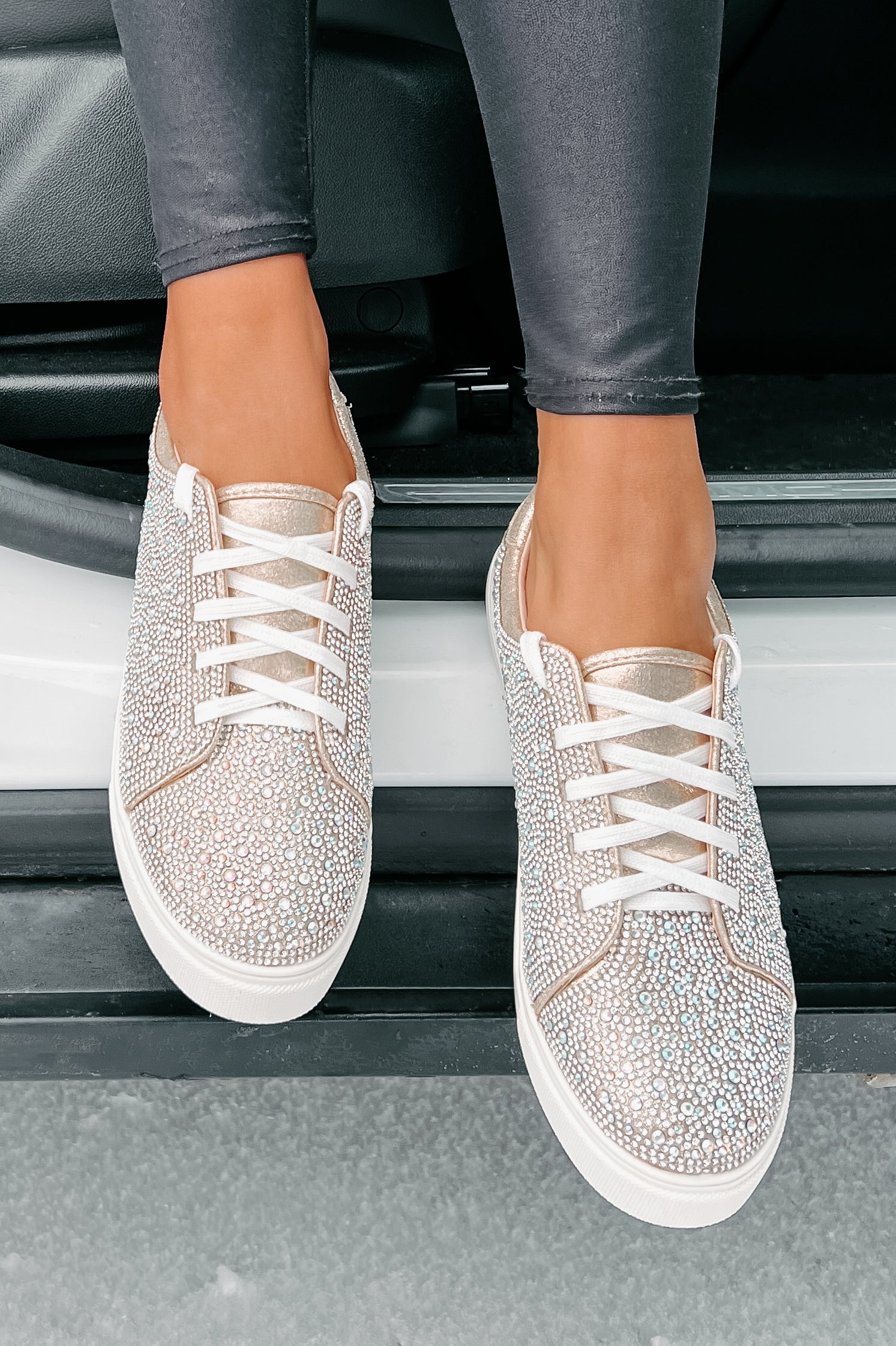 Dazzling Days Rhinestone Sneakers (Nude)-The Formal Wear