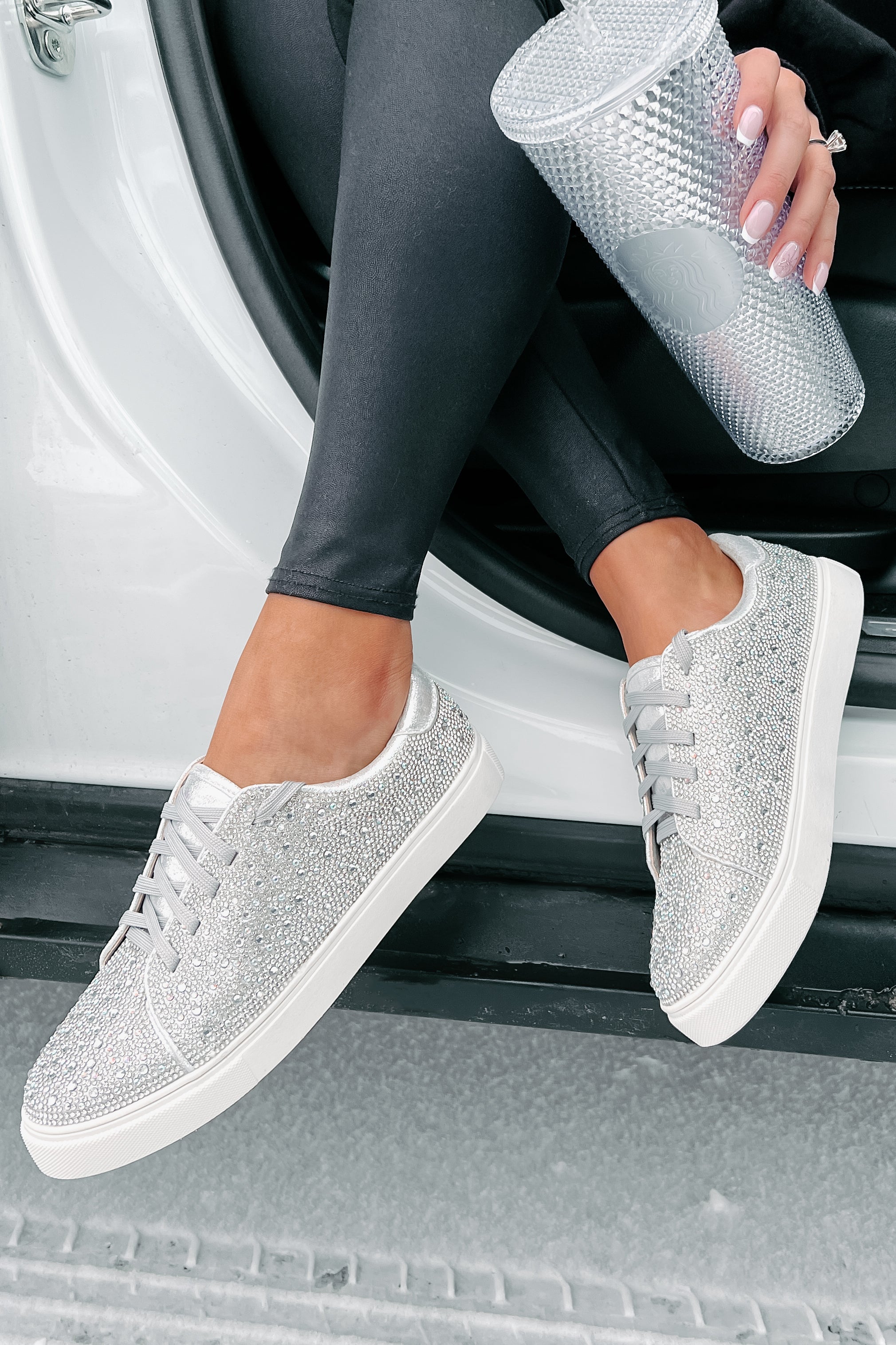 Dazzling Days Rhinestone Sneakers (Silver)-The Formal Wear