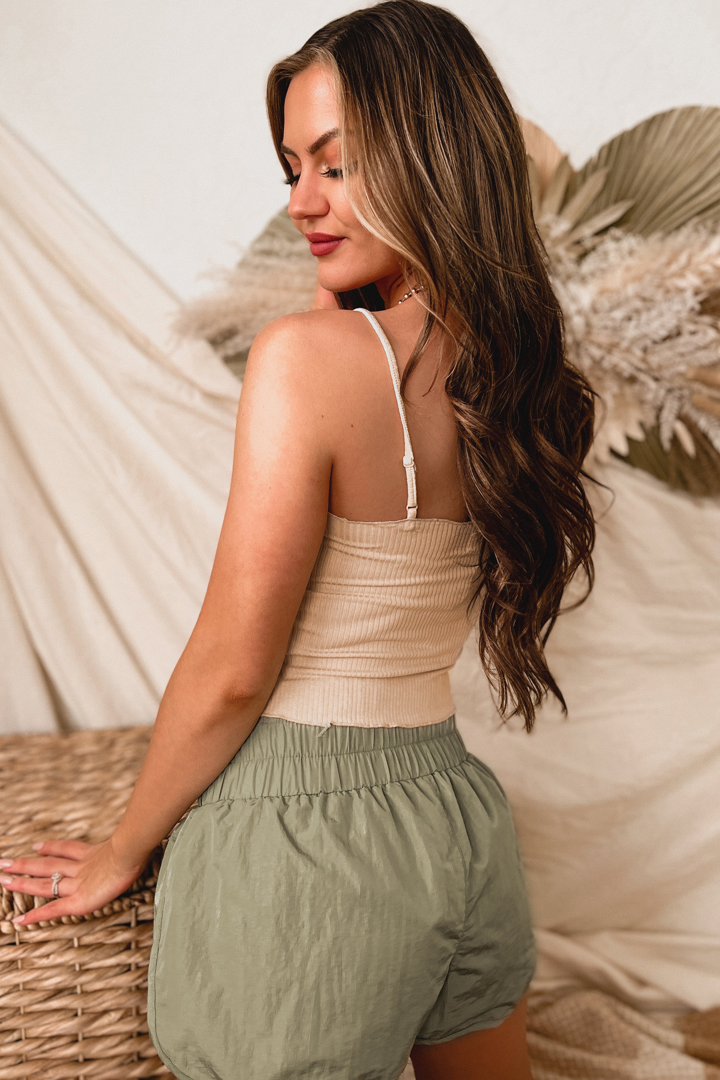 Simple Observations Lettuce Trimmed Crop Tank Top (Vanilla)-The Formal Wear