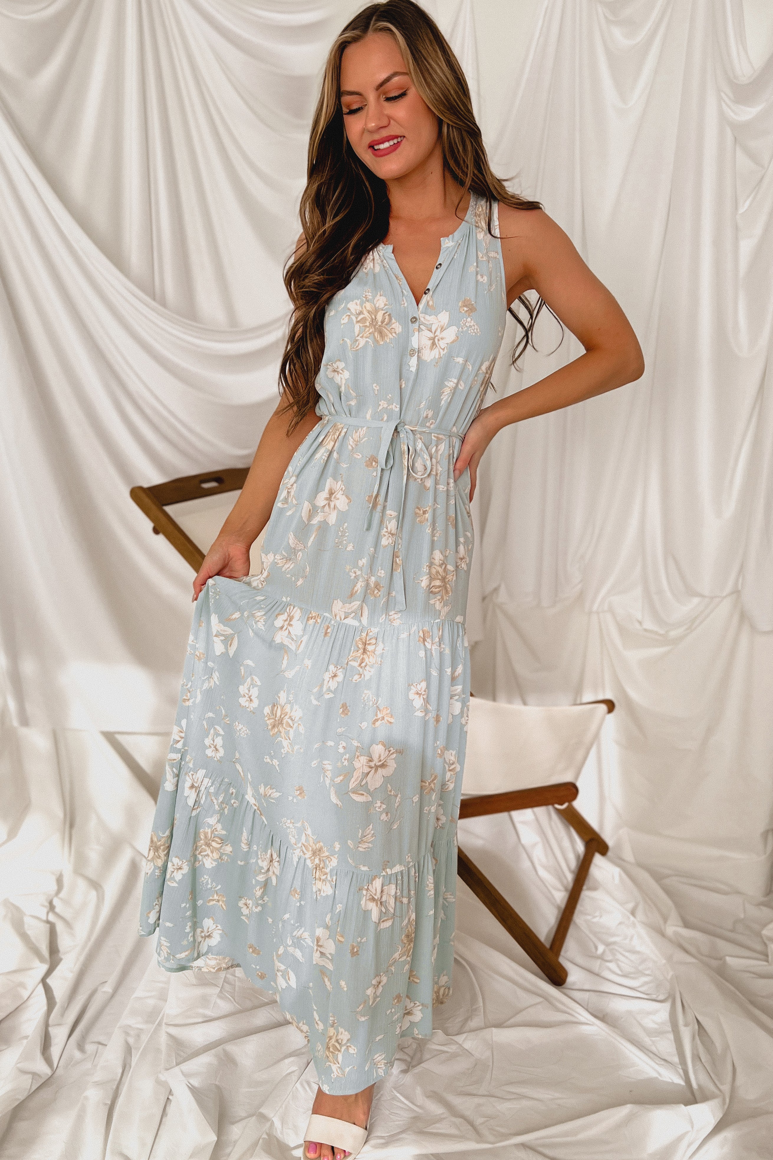Cultivated Allure Floral Maxi Dress (Sky Blue)-The Formal Wear